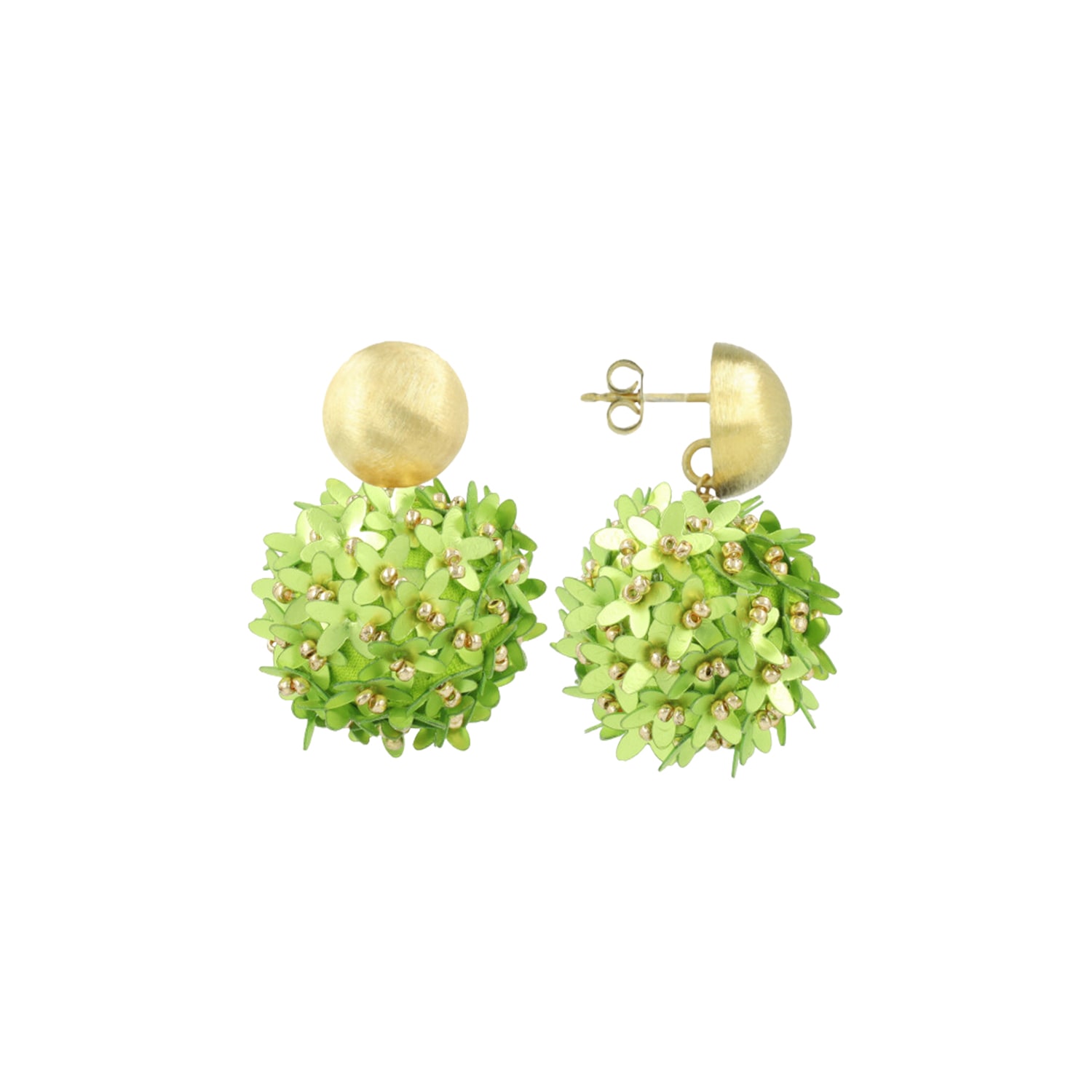 Lott. Gioielli Women's Gold / Green Lime Earrings Daisy Flower Globe L