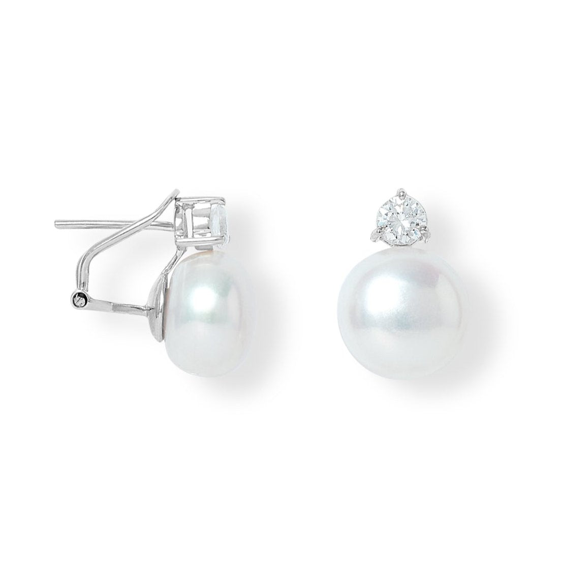 Pearls Of The Orient Online Women's Stella Cultured Freshwater Pearl & Cubic Zirconia Stud Earrings Set In White Gold