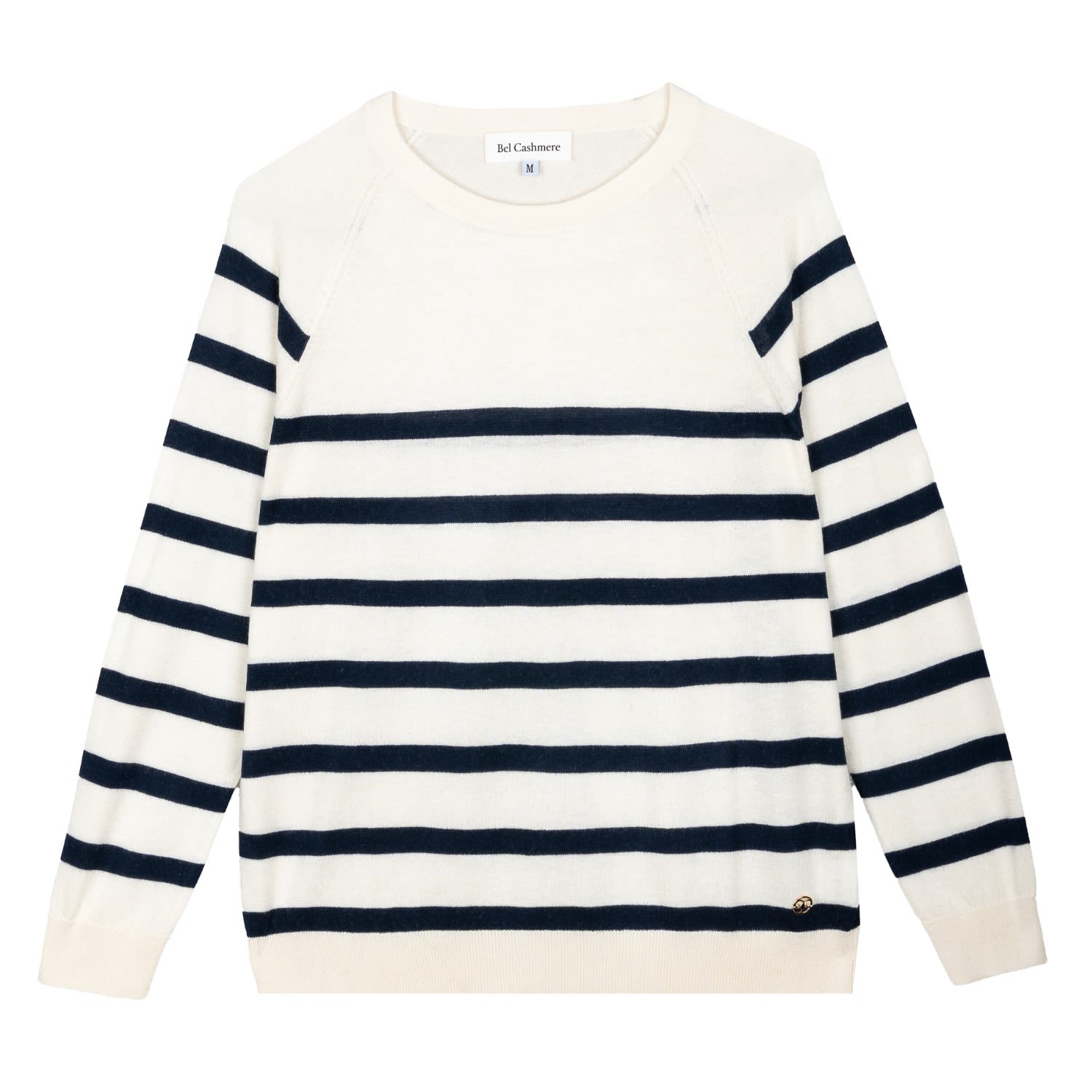Bel Cashmere Women's White / Blue Chelsea Cashmere And Silk Stripped In White/blue