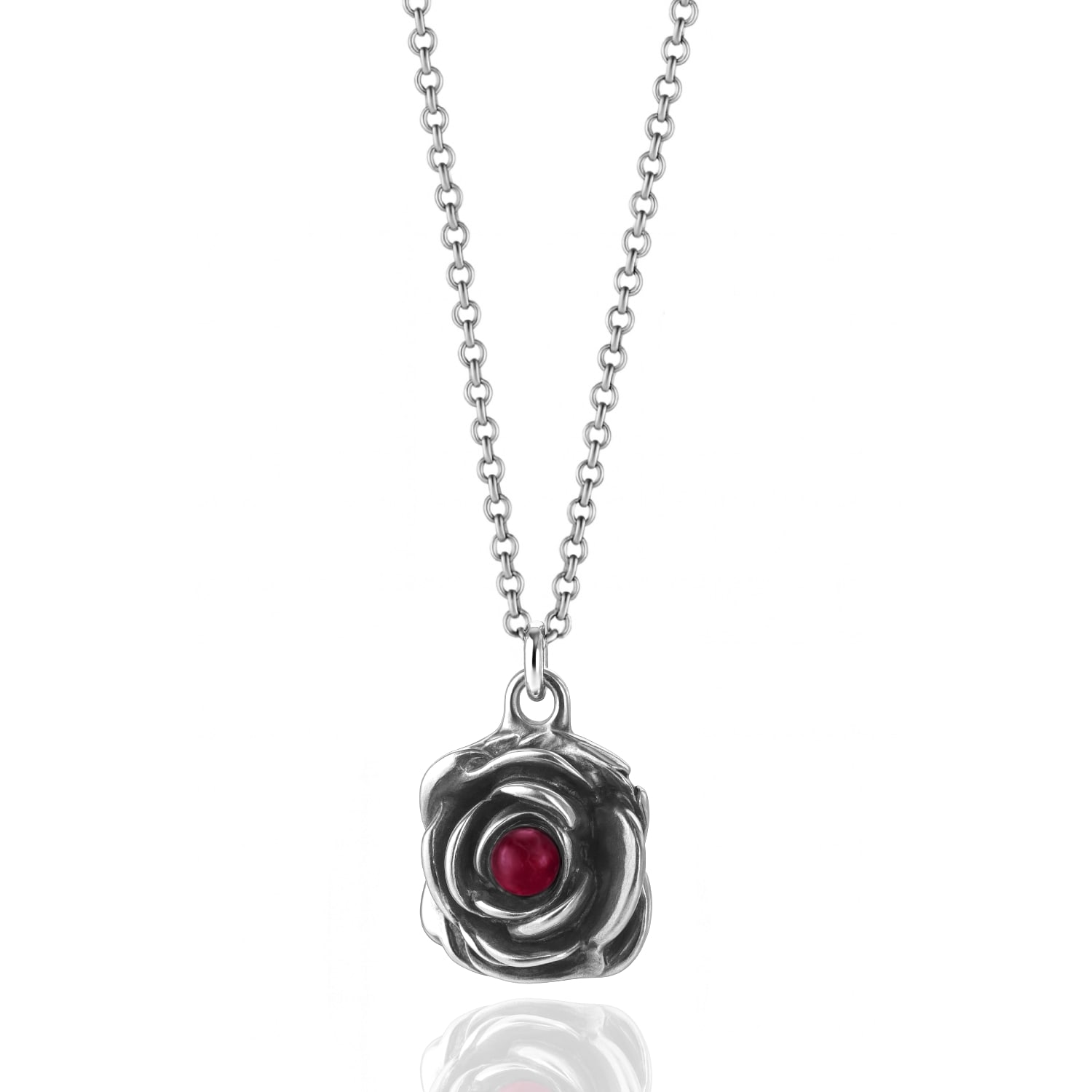 Unaloe Women's Silver / Red Blackstar Necklace Silver With Natural Ruby In Multi