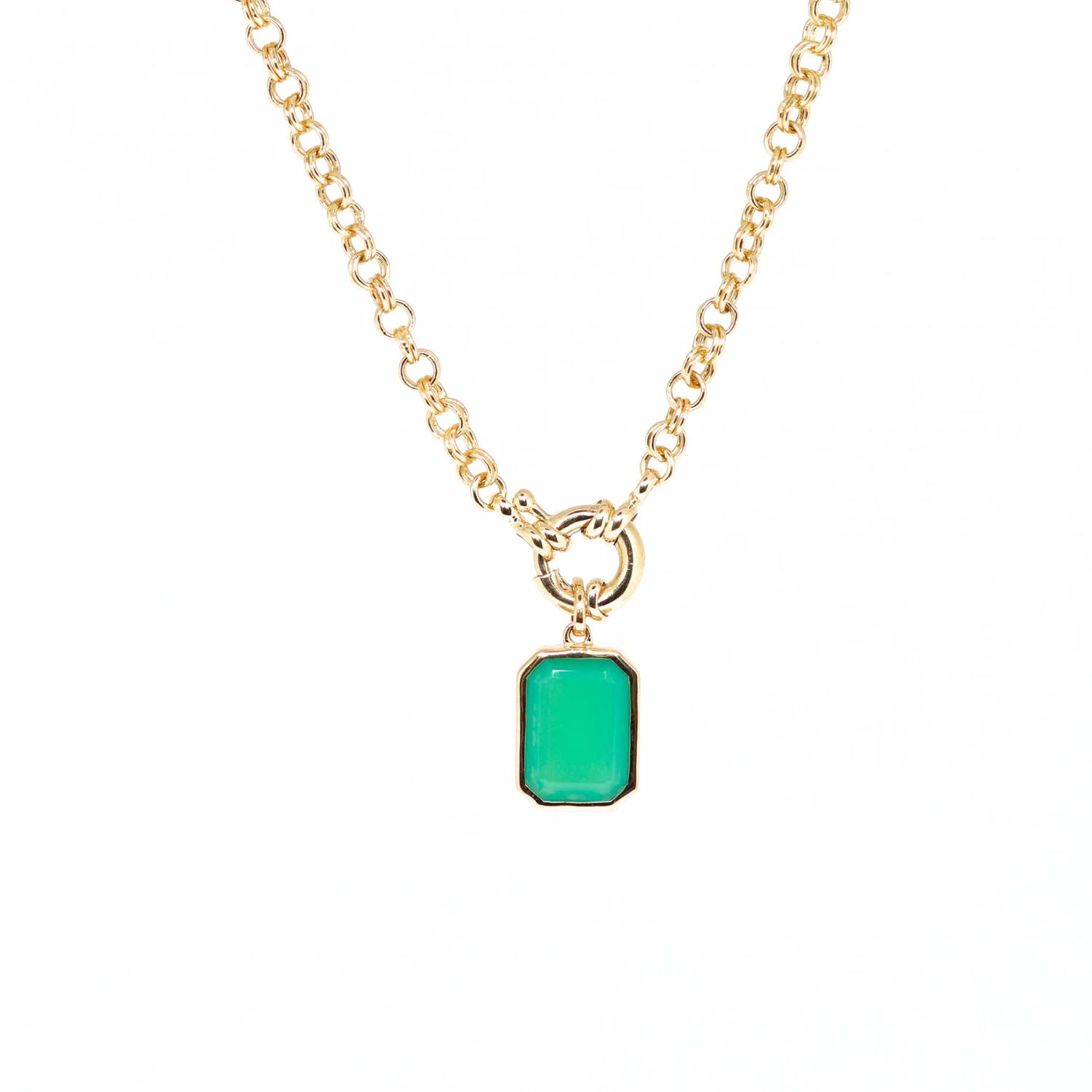 Women’s Gold / Green Leontine Art Deco Green Onyx Gold Necklace Lambertine Paris