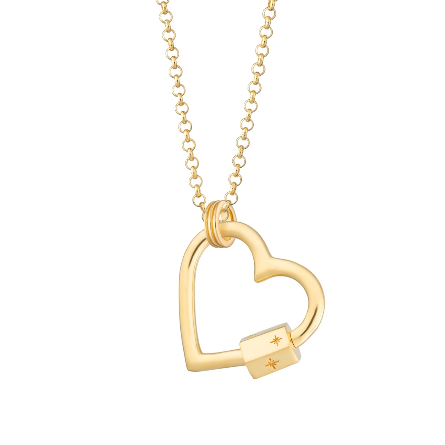Lily Charmed Women's Gold Plated Heart Carabiner Charm Collector Necklace In Gold