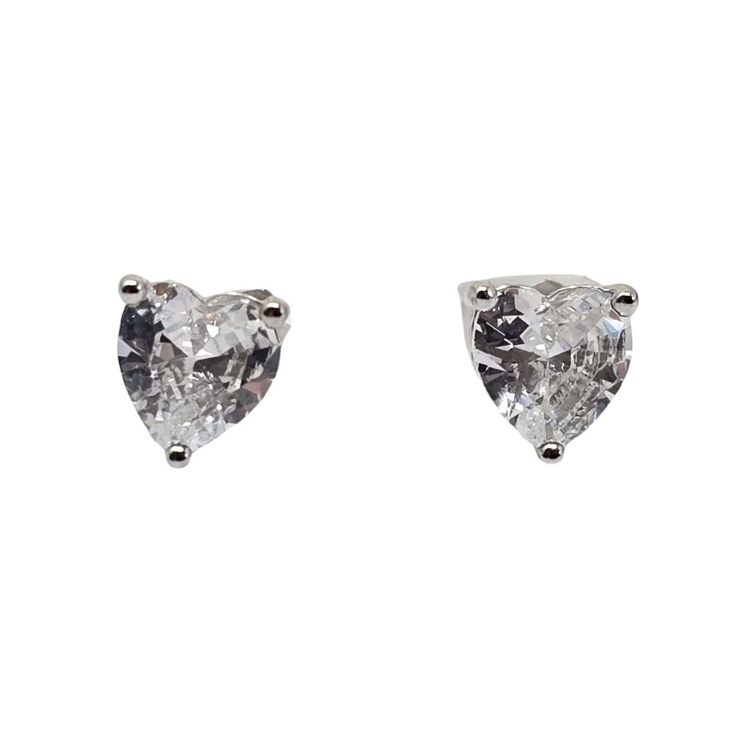 Harfi Women's White / Silver / Grey Diamond Heart Sterling Silver Stud Gemstone Earrings