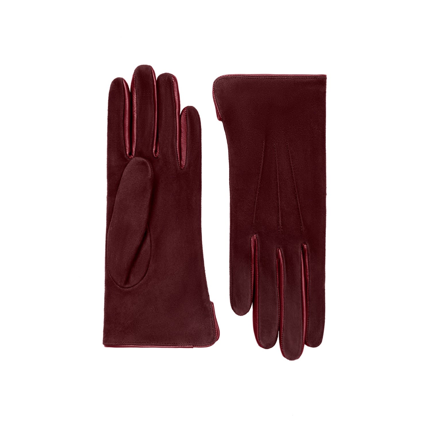 Women’s Red EsmÃ©e Suede Glove With Leather Trim - Claret 8" Cornelia James