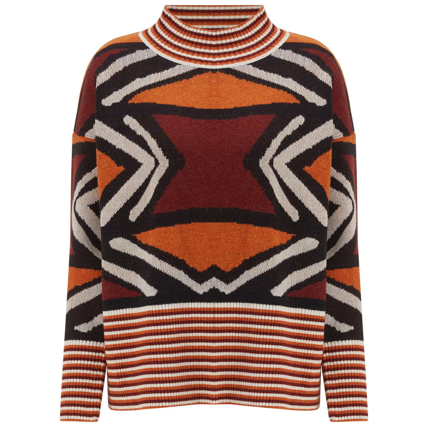 Peraluna Women's Kenda Jacquard Patterned Crop Pullover - Multicolour