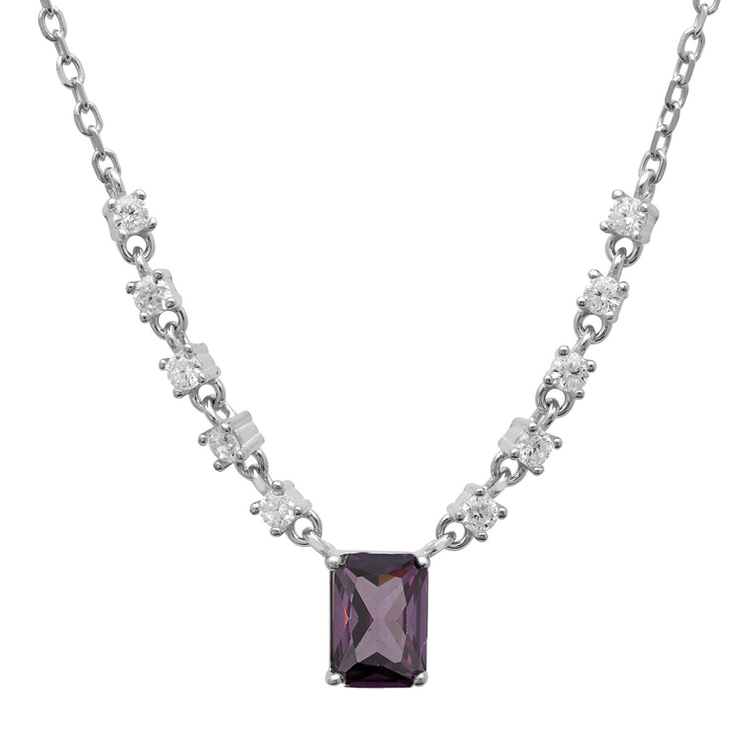 Women’s Silver / Pink / Purple Claudia Gemstone Pendant Necklace Silver Lilac Amethyst Latelita