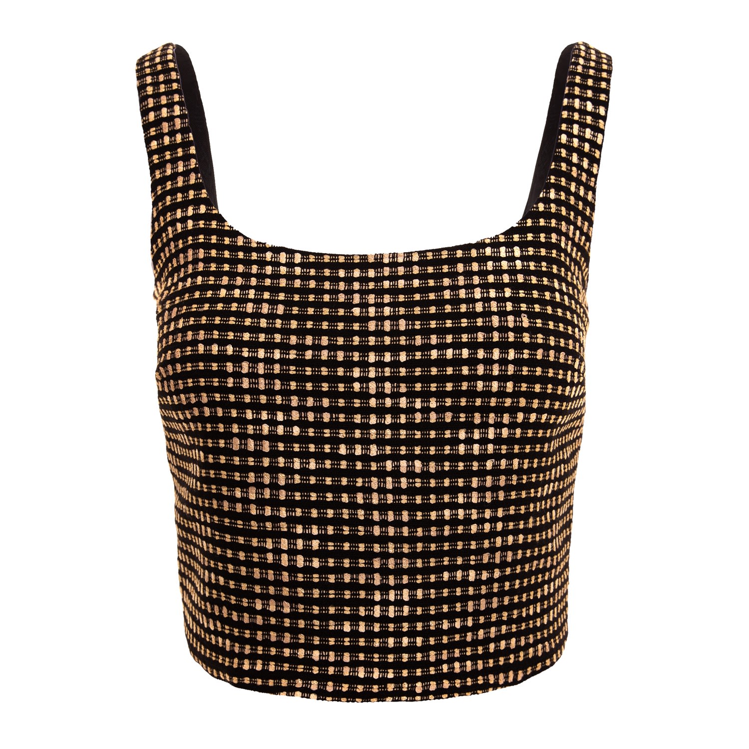 Women’s Black / Gold Tweed Cropped Blouse With Metallic Zipper - Gold Xxs Avenue no.29