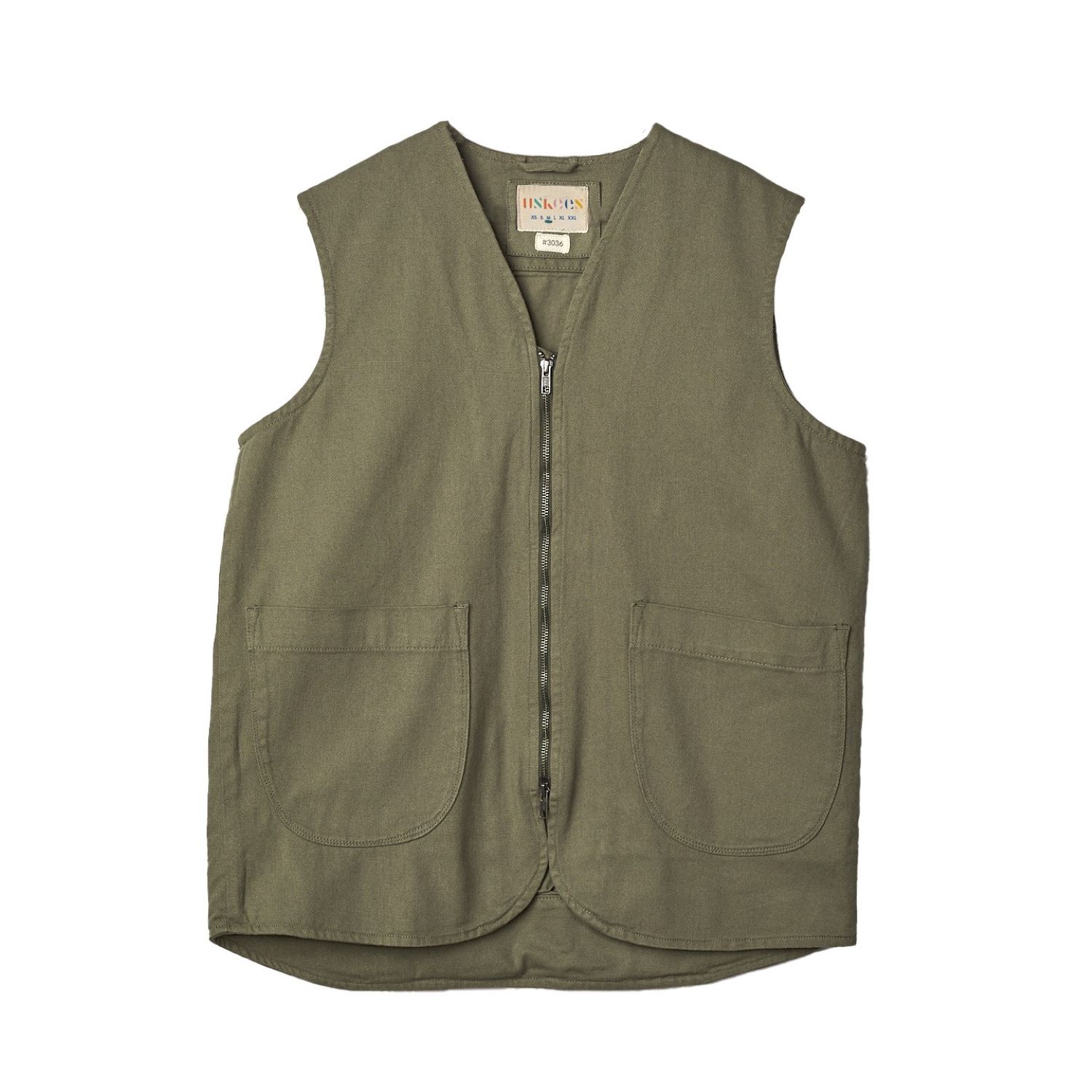 Uskees Men's Green Drill Zip Up Vest - Moss