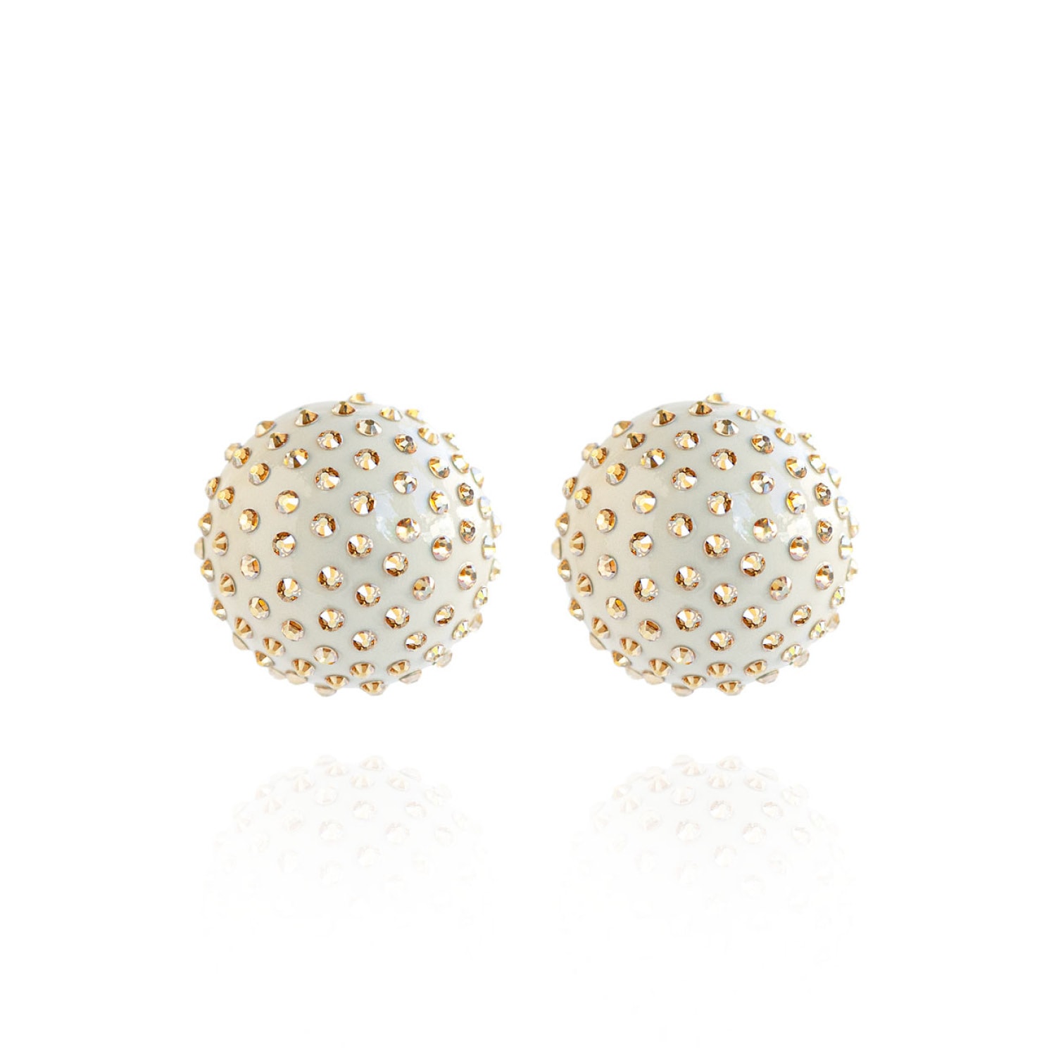 Women&rsquo;s Gold / White Gaia Midi Jet Earrings In Golden white | Saule Label