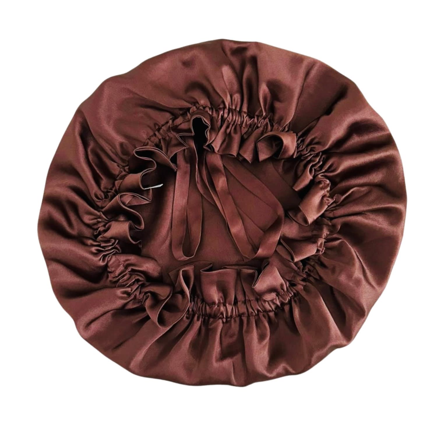 Marche' Du Luxe Women's Brown Pure Silk Double Layered Cap Adjustable Straps Coffee