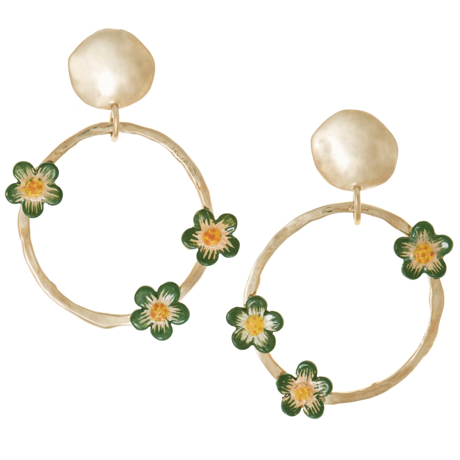 Women’s Gold / Green Daisies Earring Castlecliff