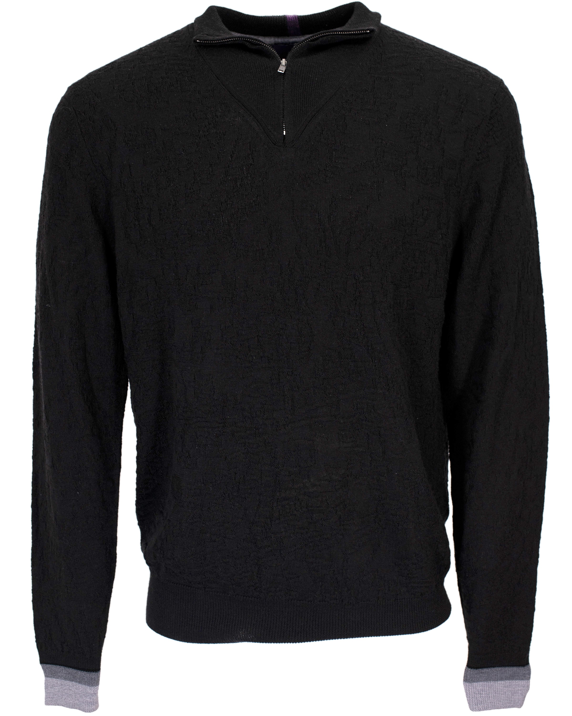 Men’s Quinn Quarter-Zip Merino Sweater In Black Large Lords of Harlech