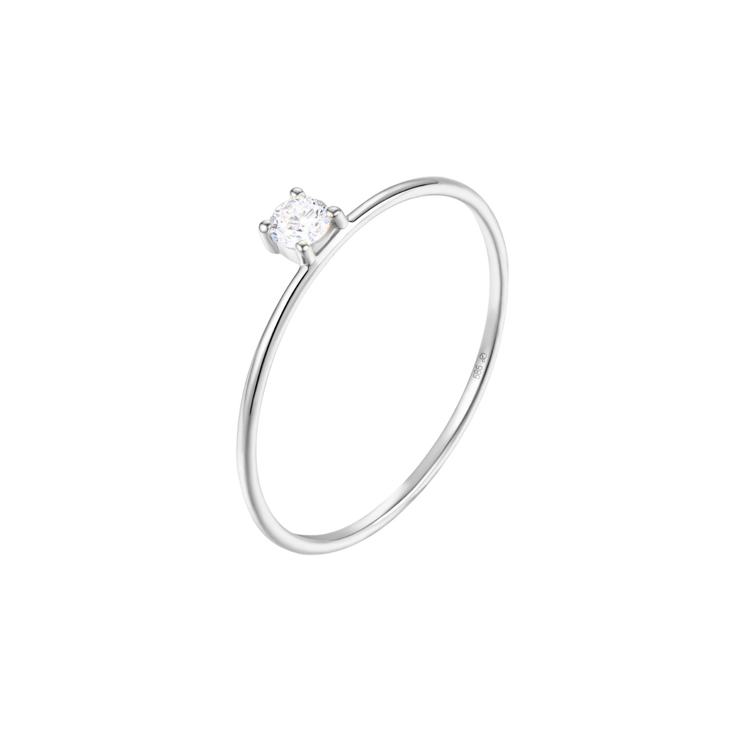 Dyamka Women's Silver Diamond Solitaire Ring White Gold In Silver