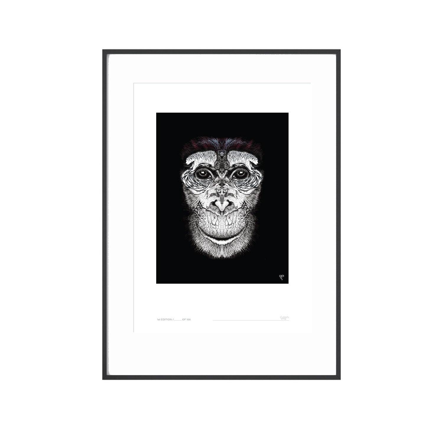 Curious Creatures Series - Chimp Champ Print - Black Curiosity Snug