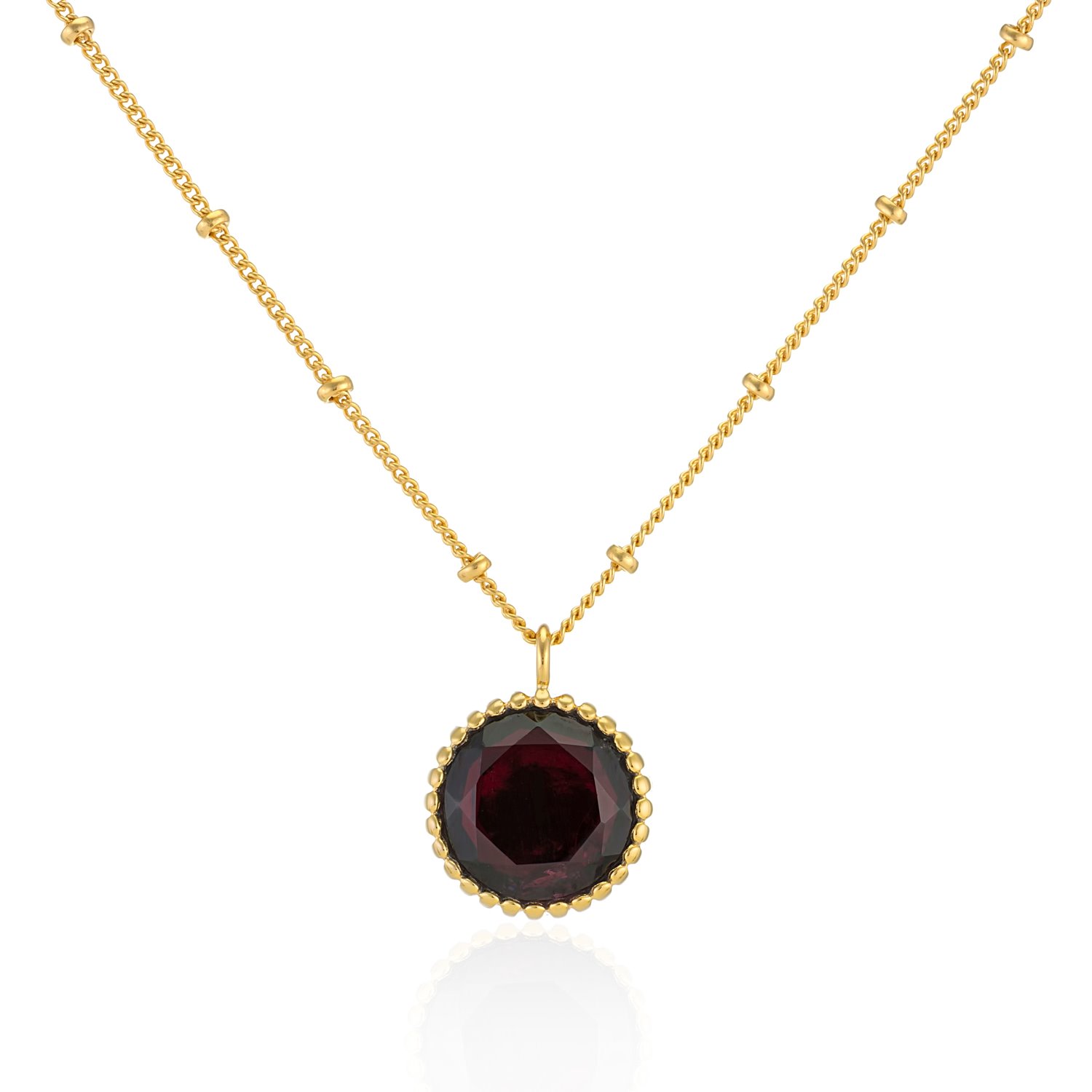 Auree Jewellery Women's Gold / Red Barcelona January Birthstone Necklace Garnet In Multi