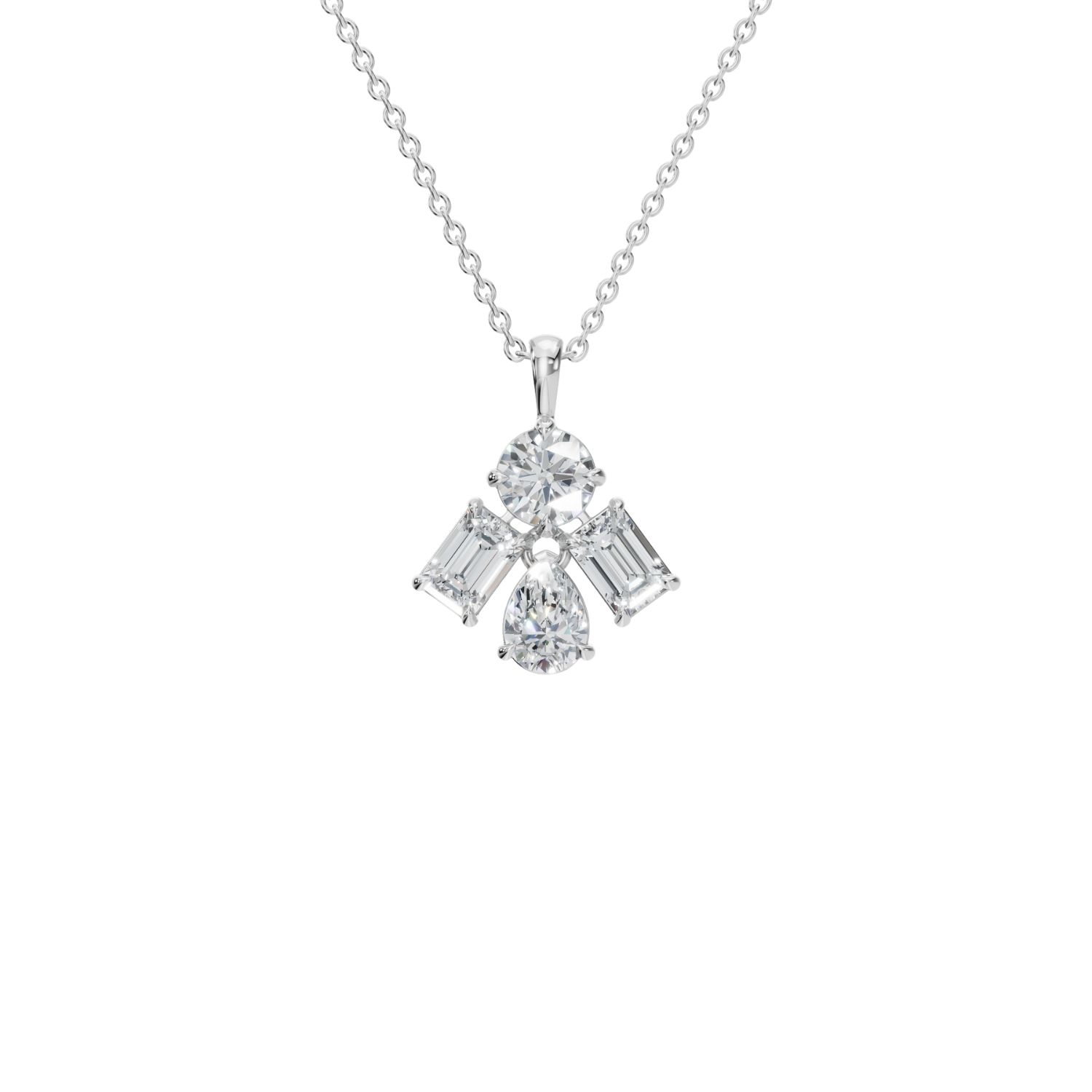 Aya Fine Jewelry Women's White / Yellow / Rose Gold Eighteen Kt Elegant Multi Stone Pairing Pendant Necklace In Metallic