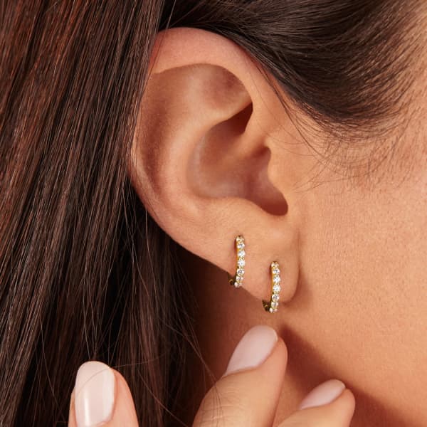Lily & Roo Small Gold Diamond Style Huggie Hoop Earrings