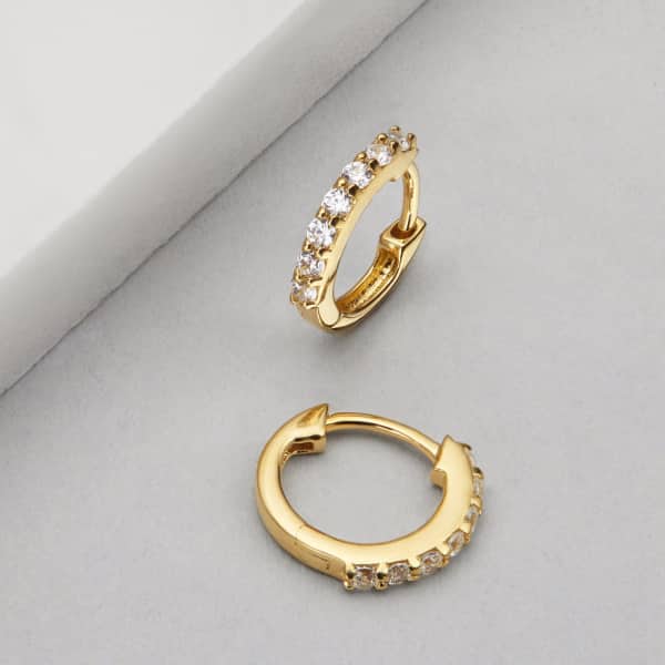 Lily & Roo Small Gold Diamond Style Huggie Hoop Earrings