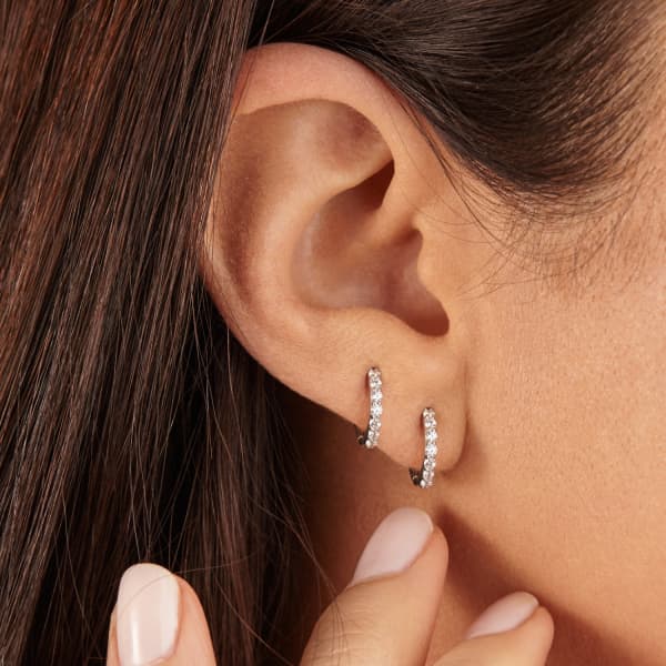 Lily & Roo Small Gold Diamond Style Huggie Hoop Earrings