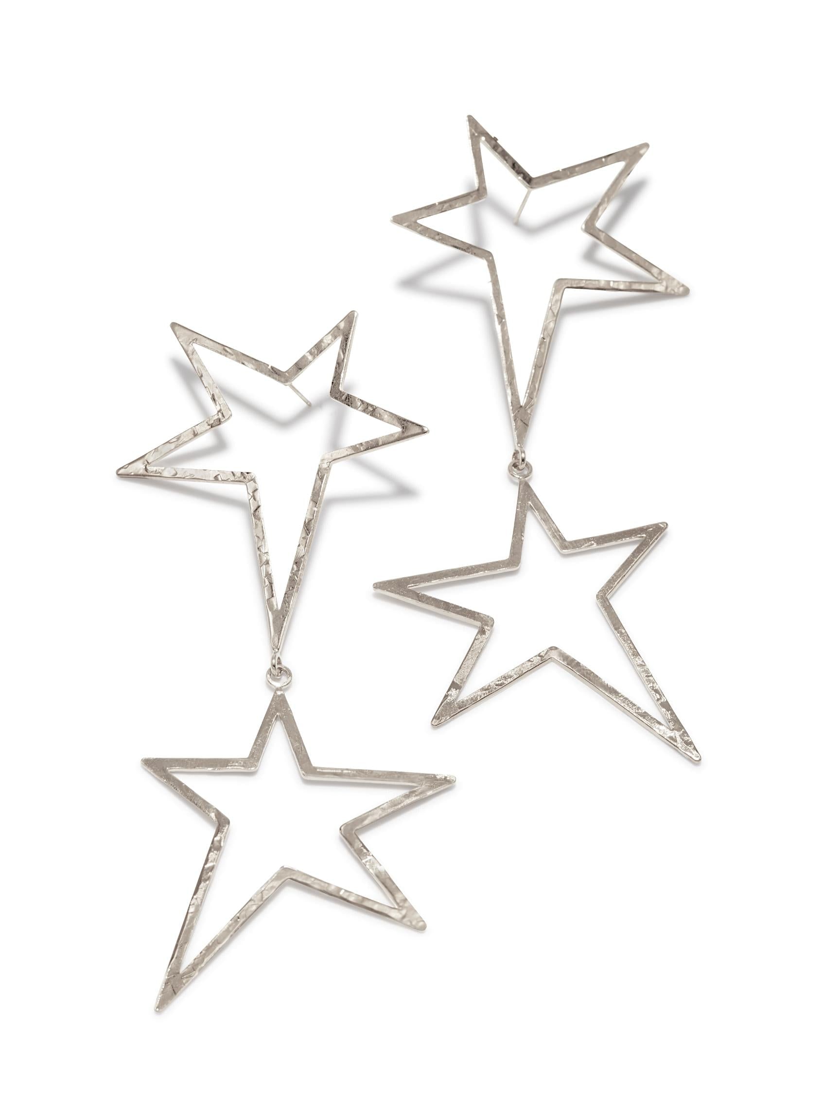 Jaredjamin Women's Silver Shooting Star Dust Dangle Post Earrings
