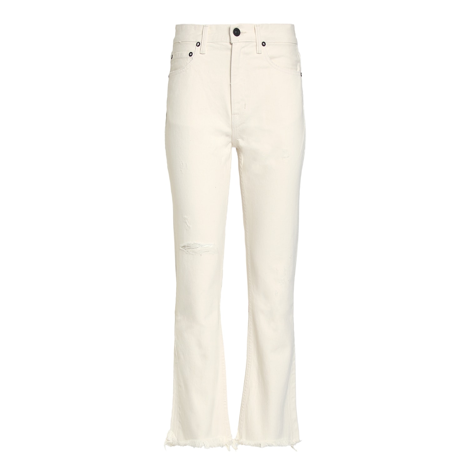 Noend Denim White Farrah Kick Flare Jeans In Bone