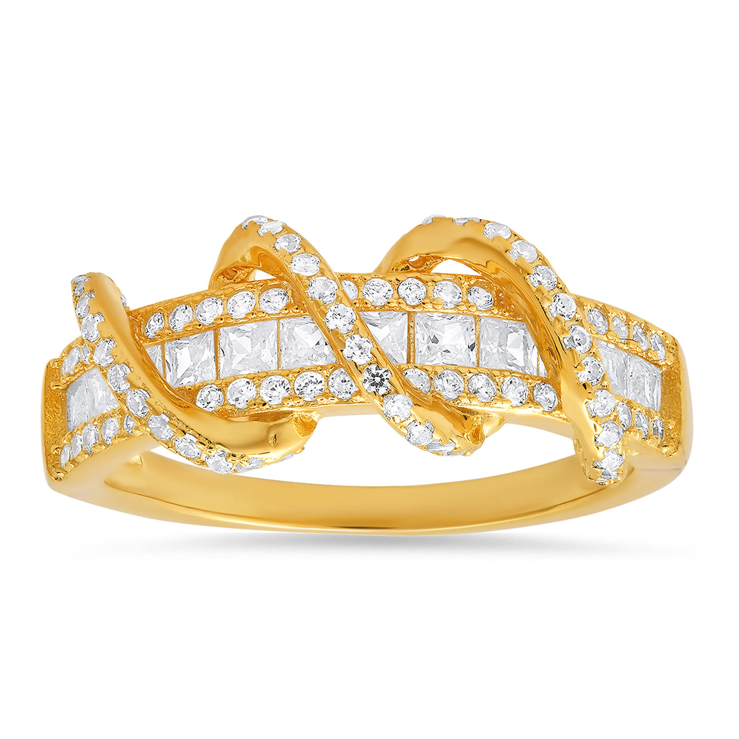 Kylie Harper Women's Gold Exotic Twist Diamond Cz Band Ring