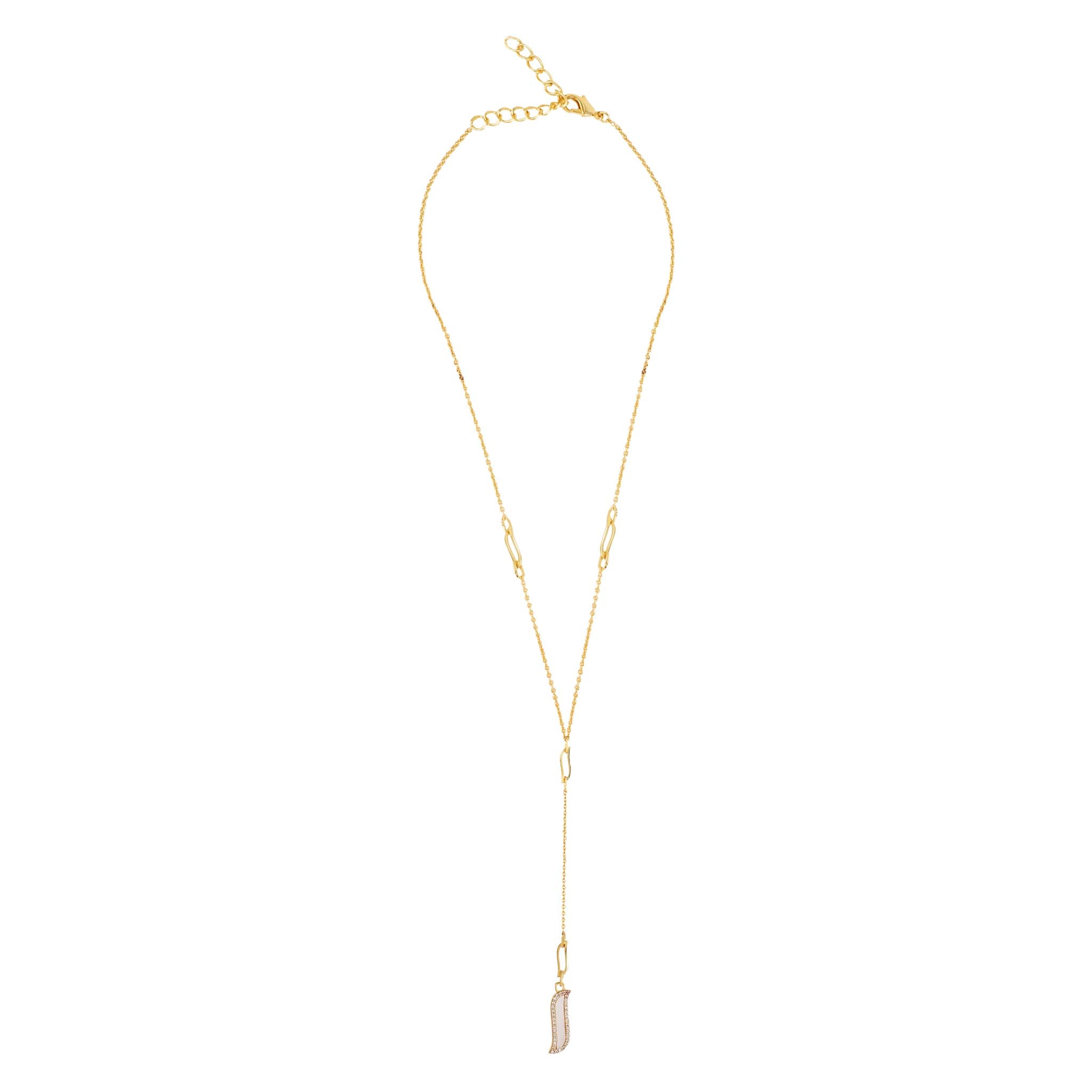 Lila Rasa Women's Gold / White Lariat Necklace - Mother Of Pearl - Wave Symphony In Multi