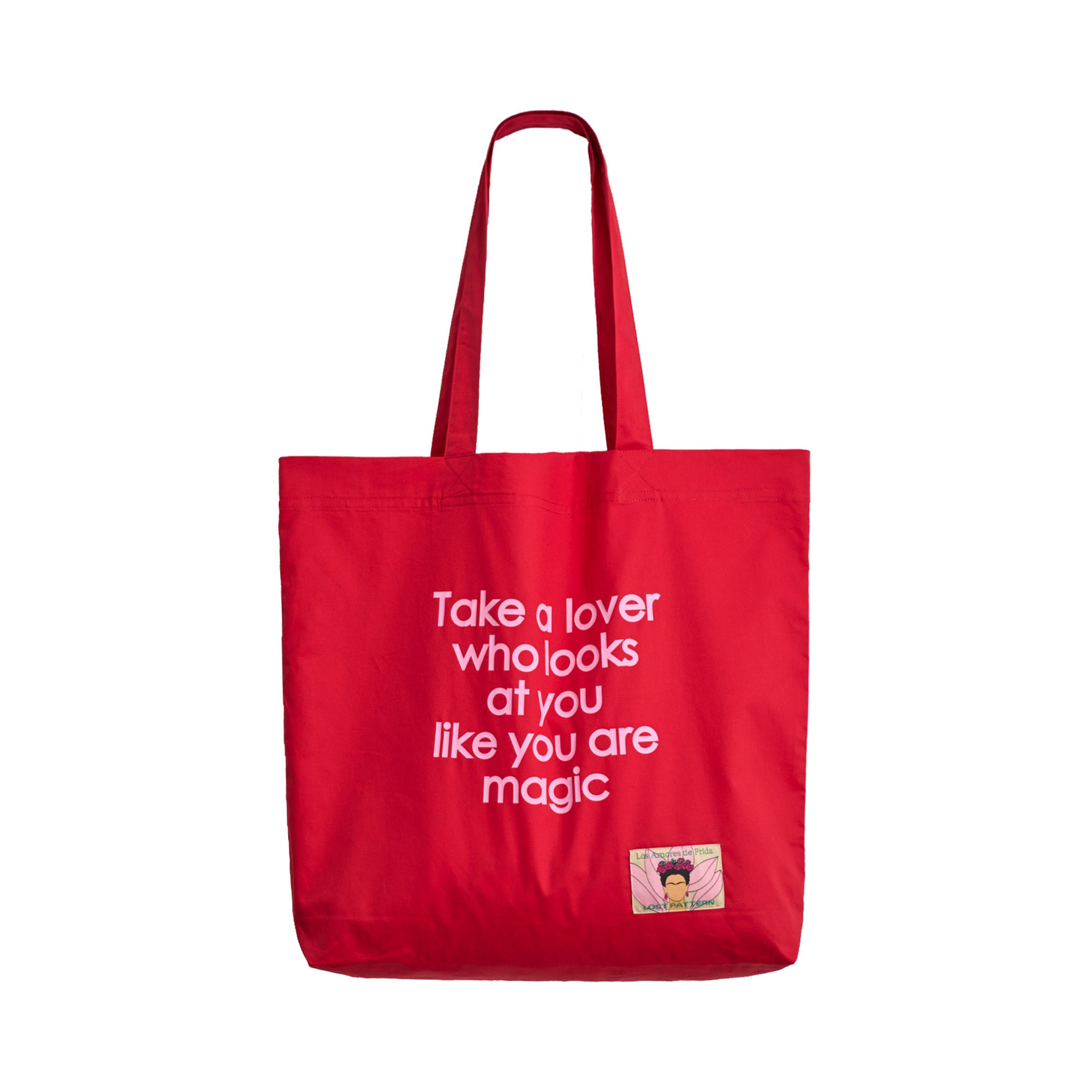 Lost Pattern Nyc Women's Red The Voice Of Frida Cotton Tote Bag - Rojo Picante In Red