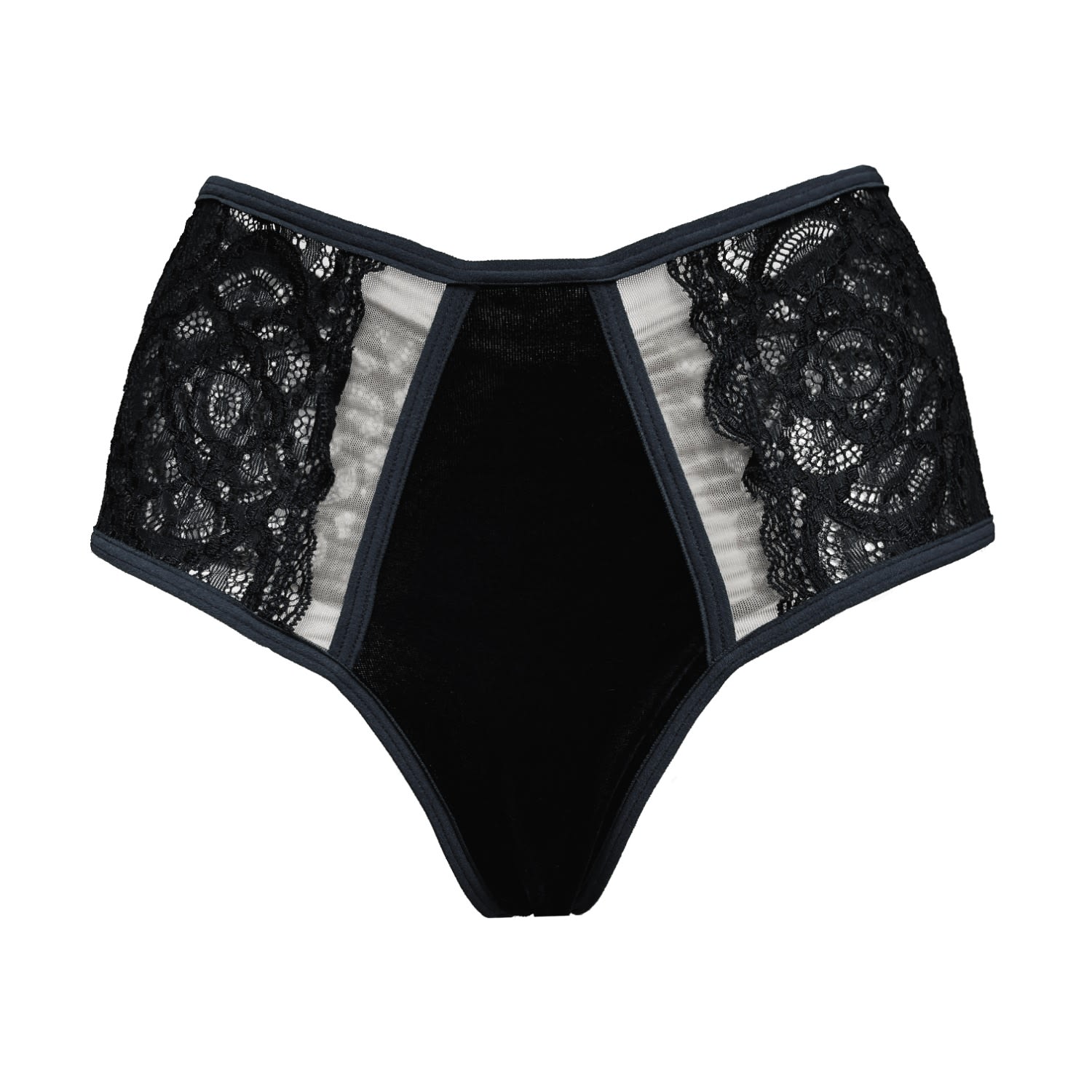 Women’s Black Iris Tulle, Lace & Velvet Panty Extra Small Carol Coelho