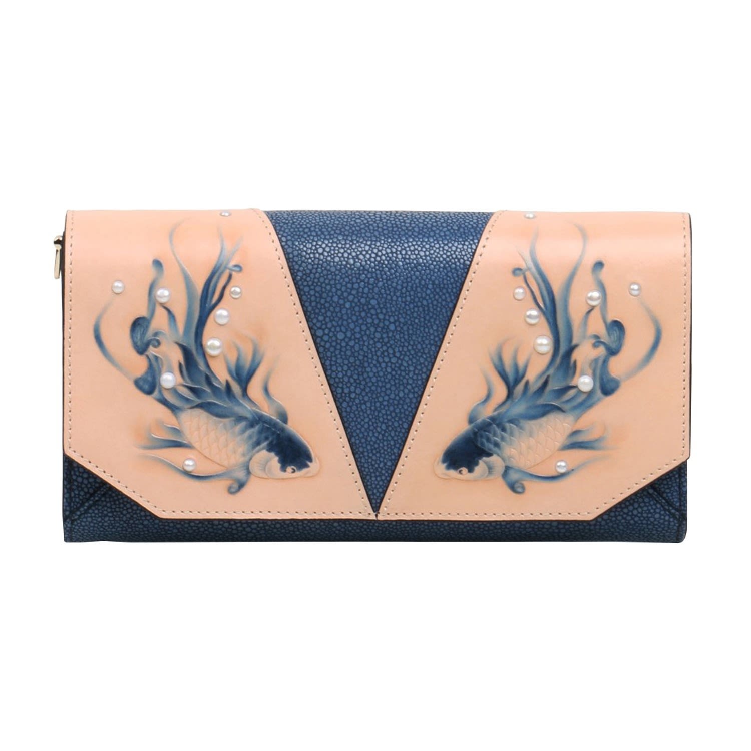 Women’s Koi Crossbody Clutch Leather Bag Blue Bellorita