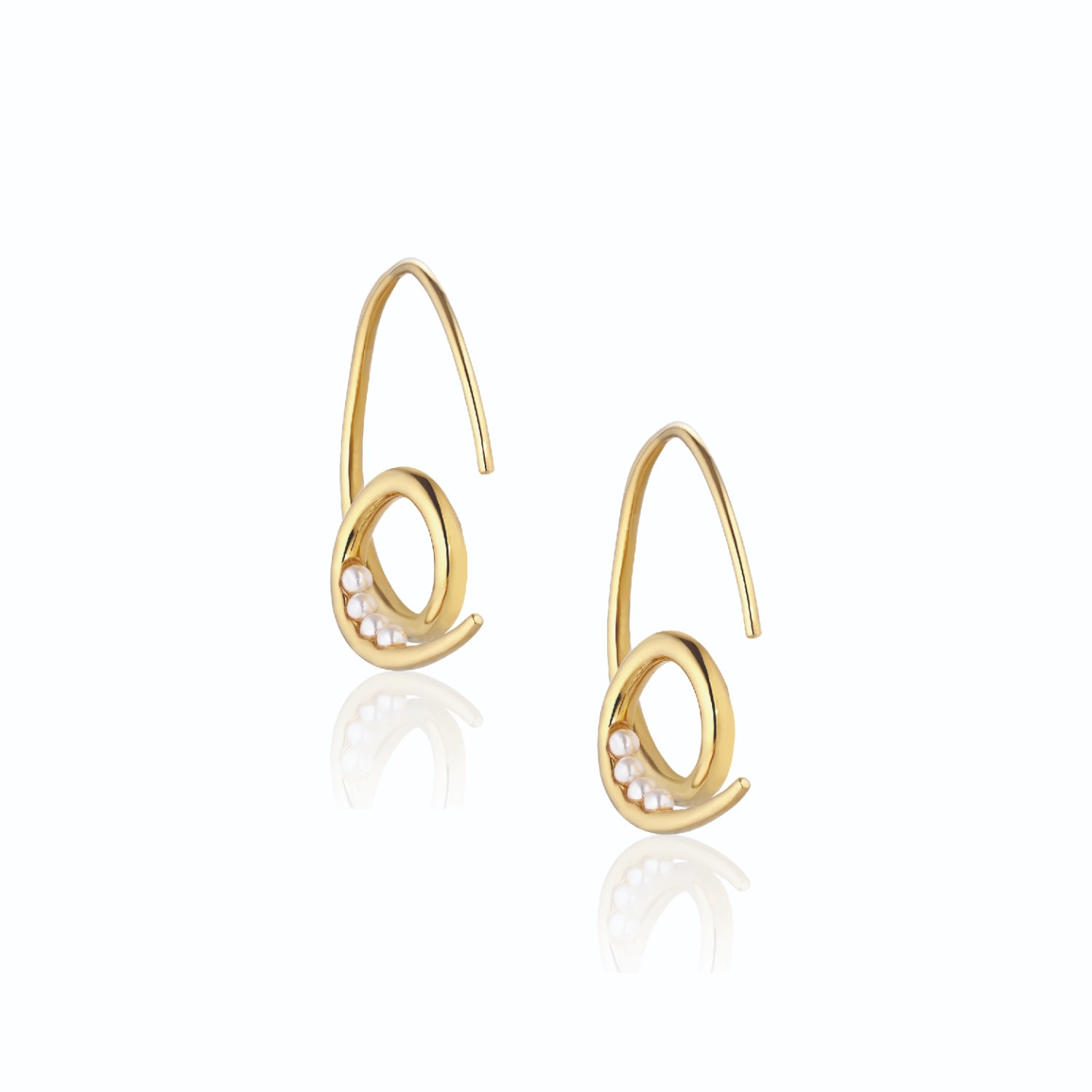 Women’s Gold Ocean Spiral Earrings With Freshwater Pearls Alura Copenhagen Jewellery