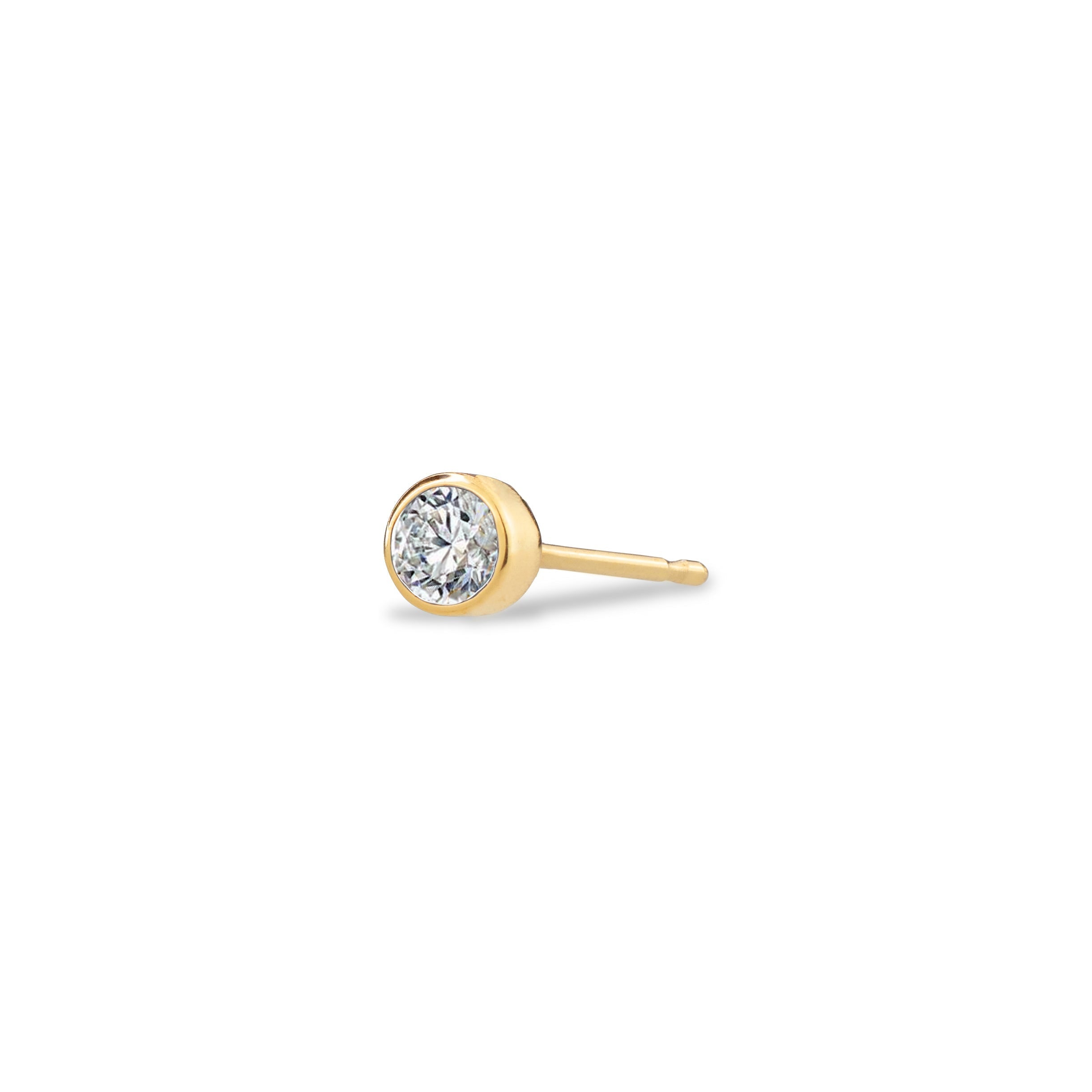 Maya Brenner Women's Birthstone Stud - Yellow Gold Diamond - April
