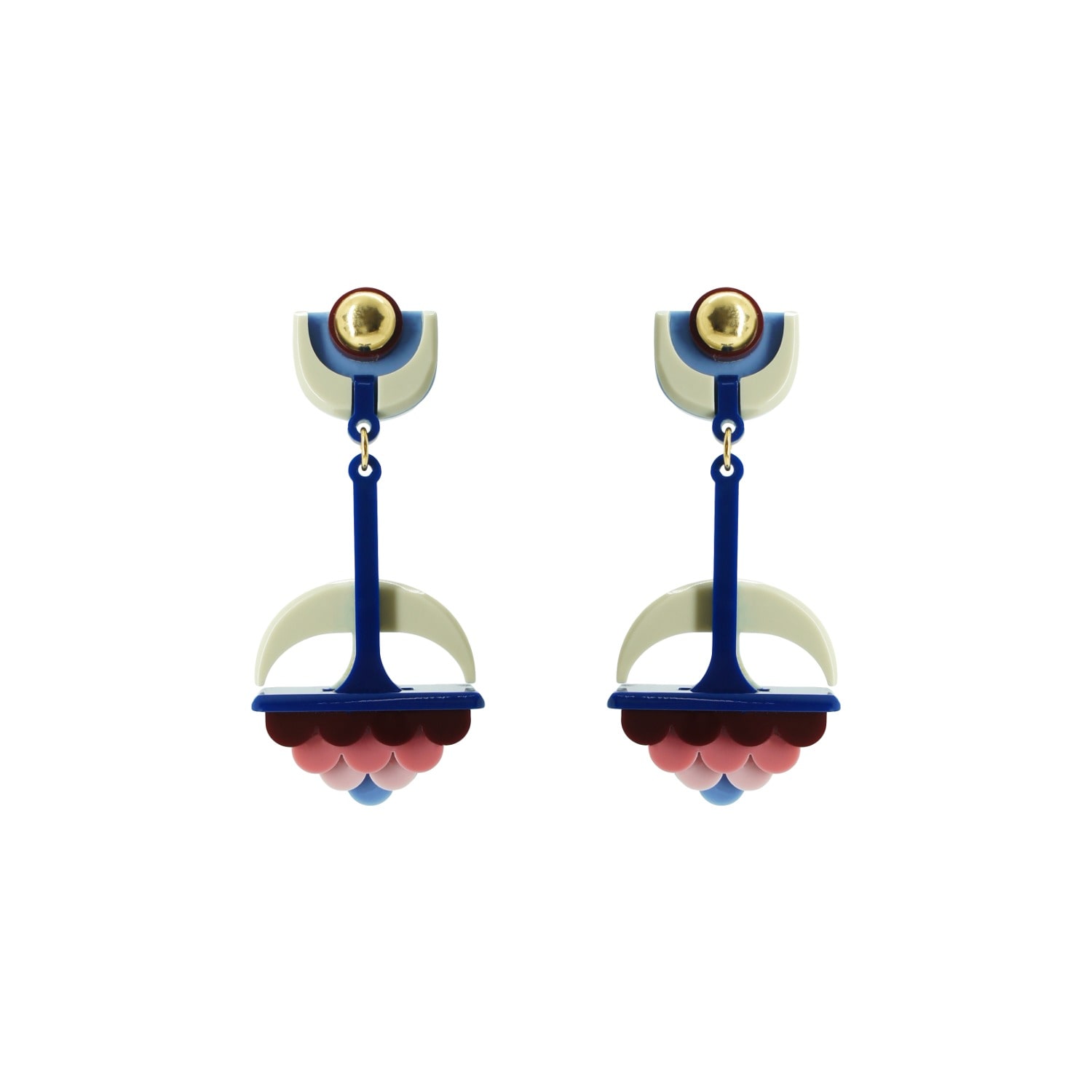 Gissa Bicalho Women's Handmade Acrylic Earring Filianto Burgundy In Blue