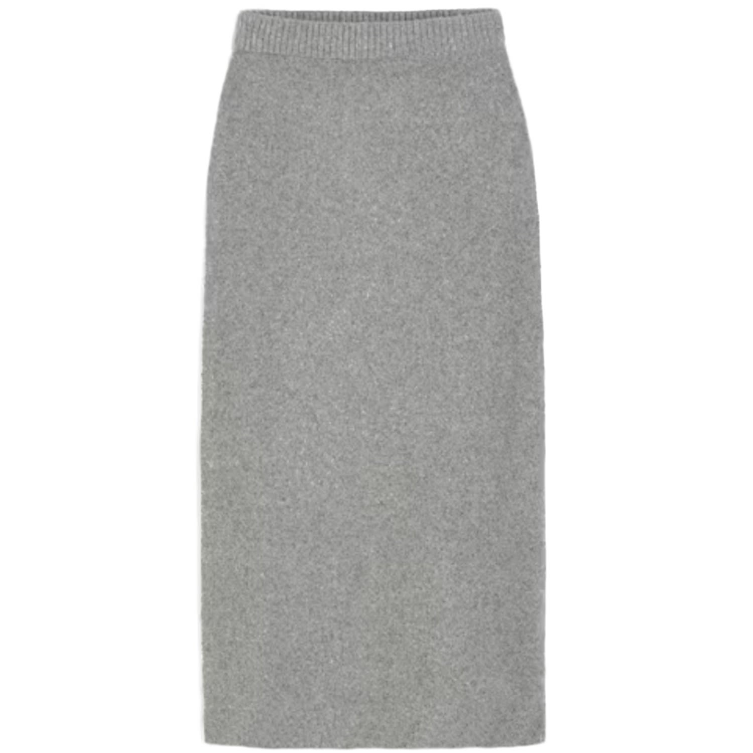 Earth Body Women's Grey Misset Knit Midi-straight Skirt In Light Gray In Grey