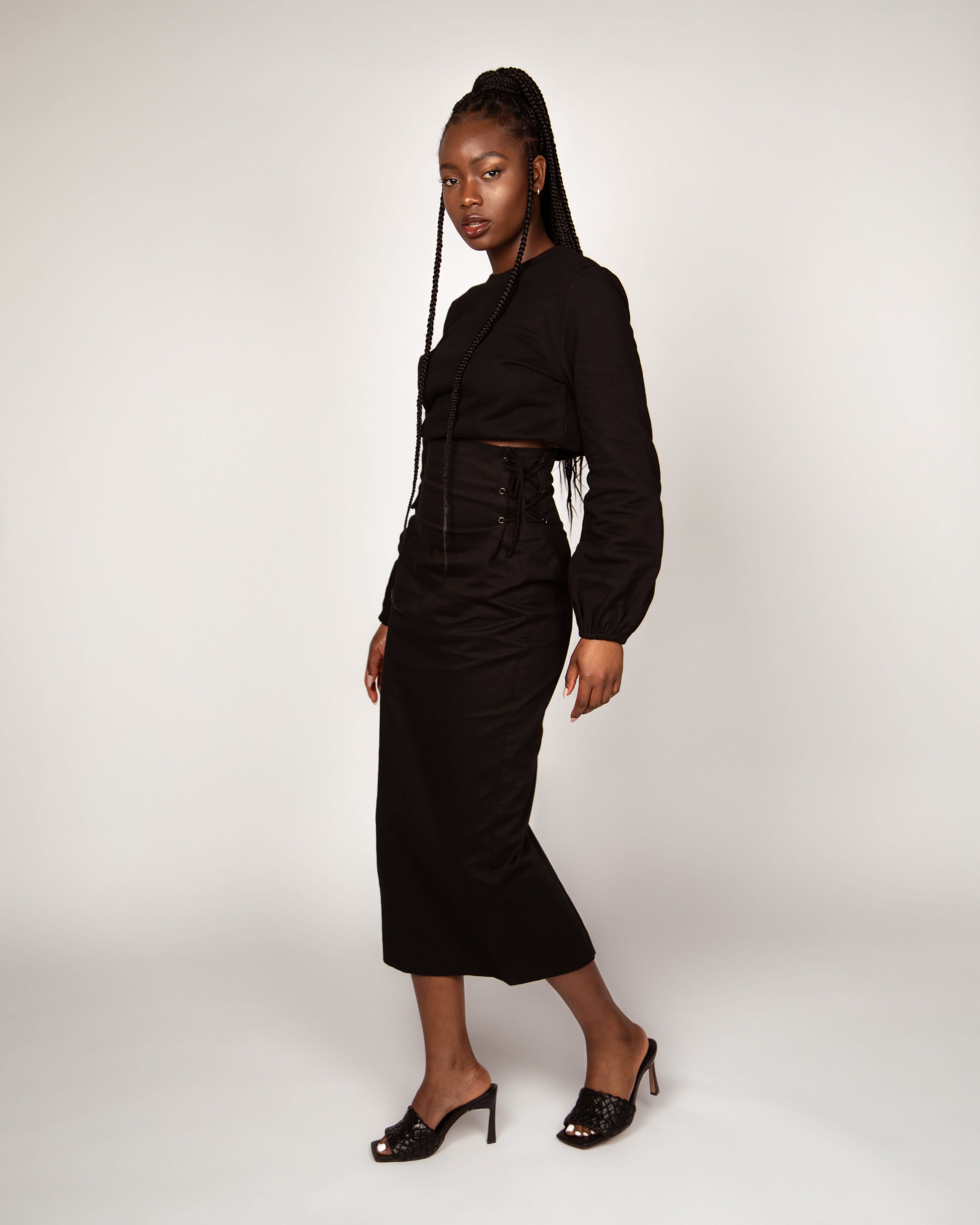 Black high waisted pencil skirt cheap uk