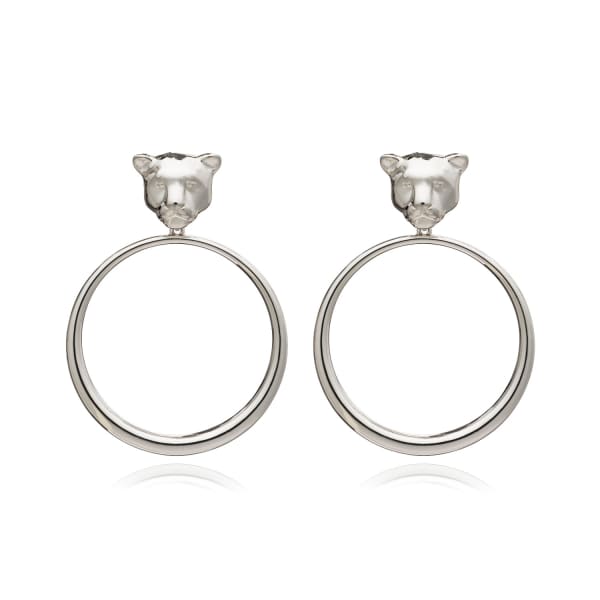 Rachel Jackson London Full Moon Panther Hoop Earrings - Silver