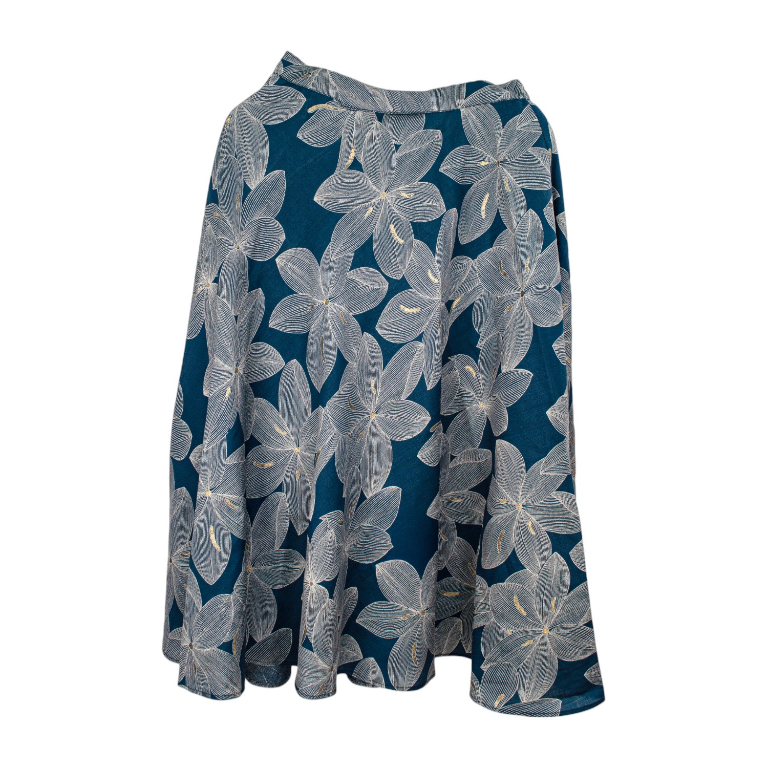 Stovaria Women's Ankle-length Cotton A Line Skirt – Bold Botanicals On Deep Blue