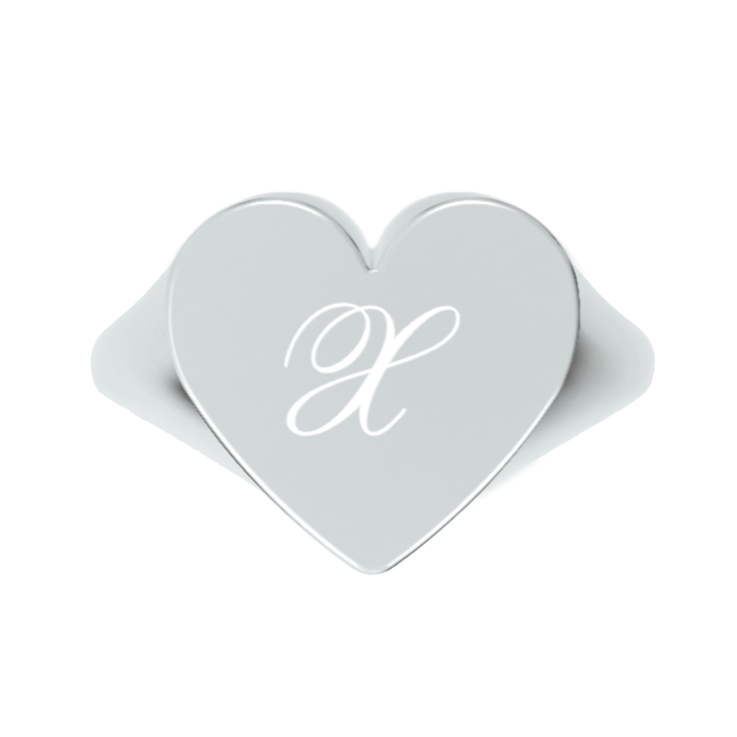 Unaloe Women's Custom Heart Shaped Chevalier Ring In Sterling Silver With -x- Initial