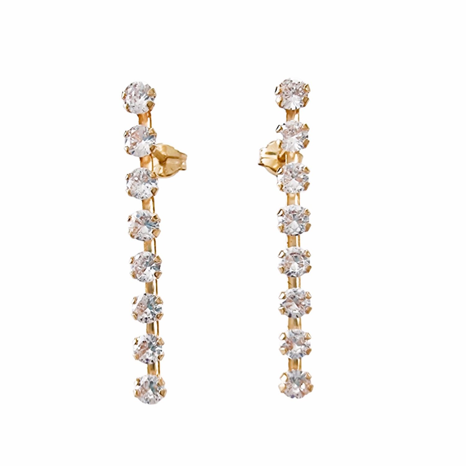 Women’s Gold / White Ella Gold Drop Earrings Lavanya Jewellery Gb