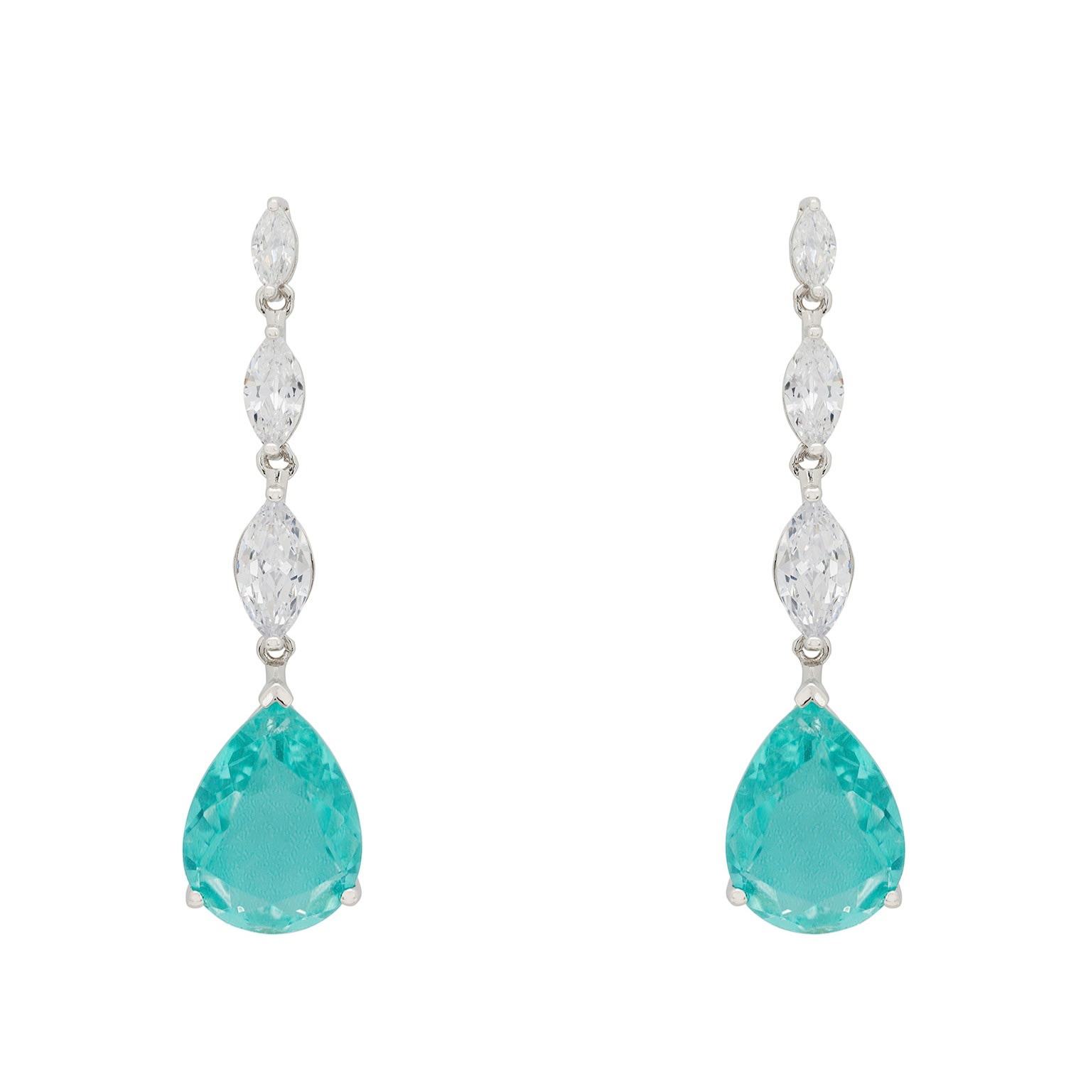 Women’s White / Silver / Green Zara Teardrop Paraiba Tourmaline Gemstone Earrings Silver Latelita