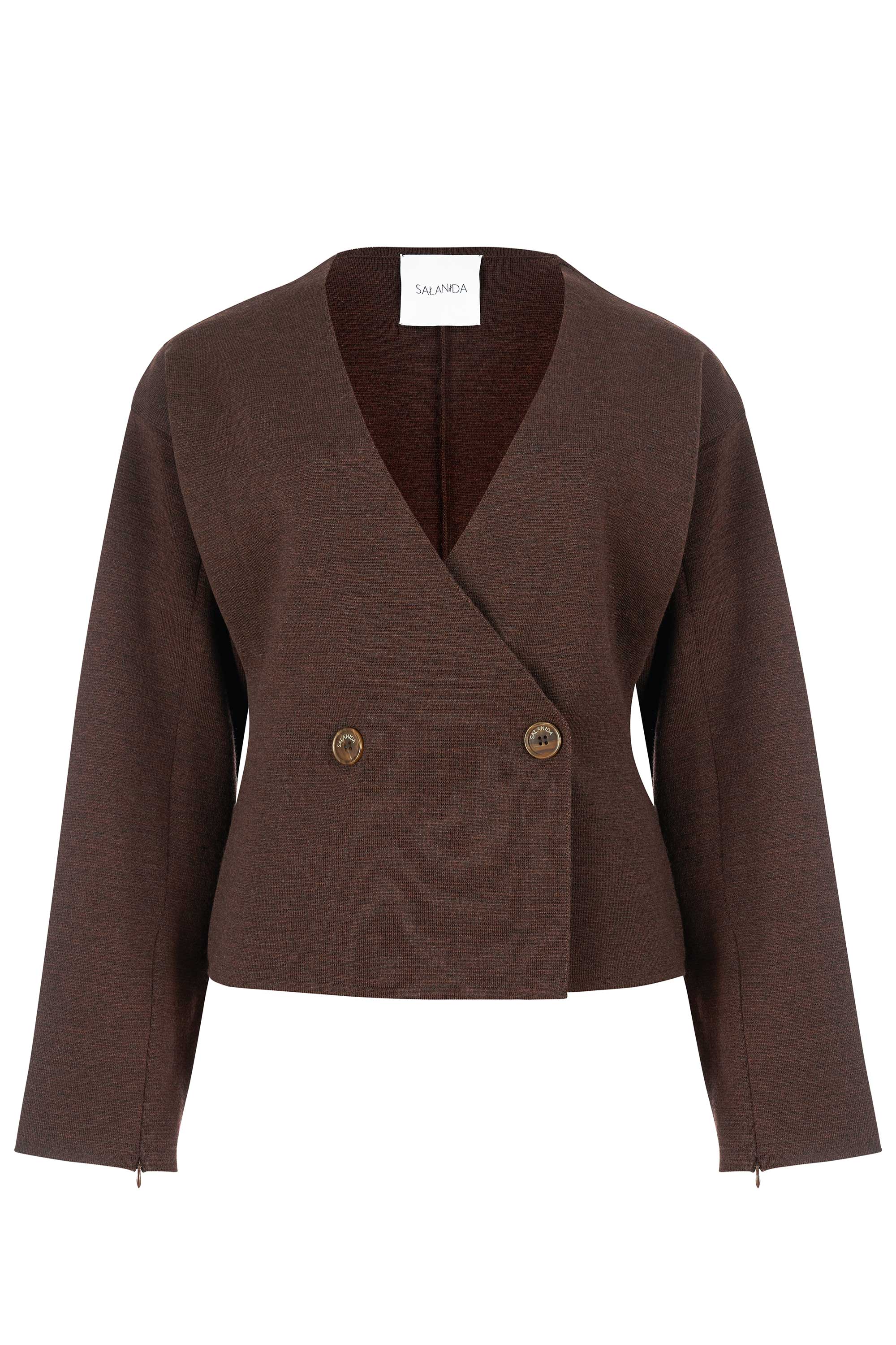 Salanida Women's Brown Galante Knitted 100% Merino Blazer Chocolate In Brown