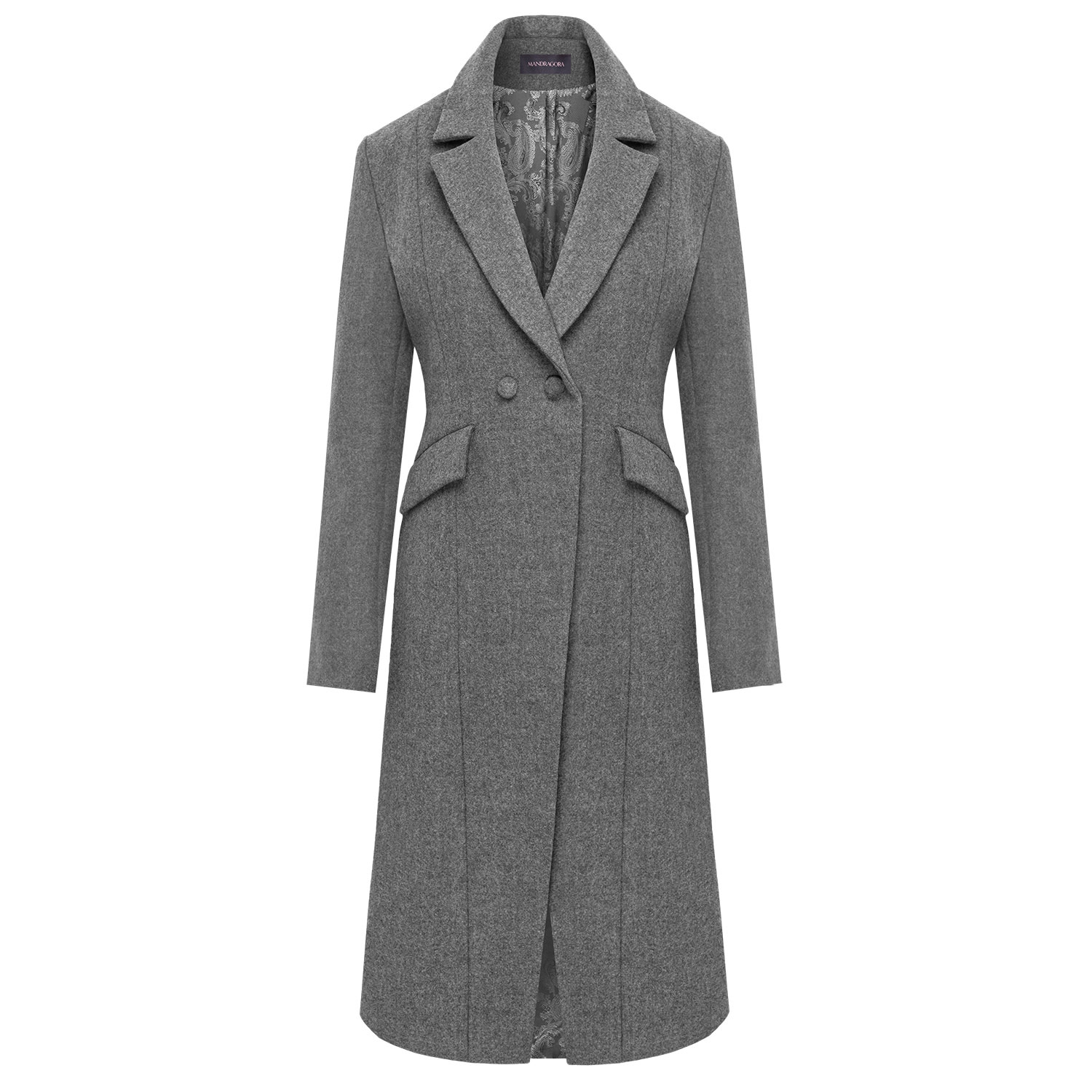 Mandragora Women's Grey Classic Wool Coat