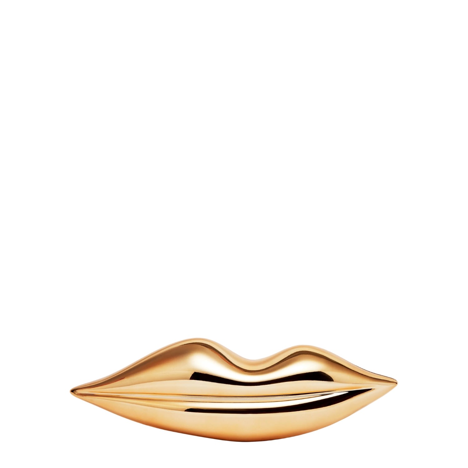 Women's Surrealist Lips Clutch In Mirrored Gold | One Size | Lulu Guinness