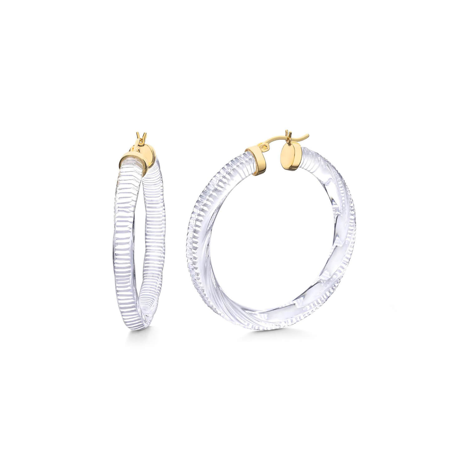 Gold & Honey Women's Neutrals / Gold / White Instyle Hoop Earrings In Clear