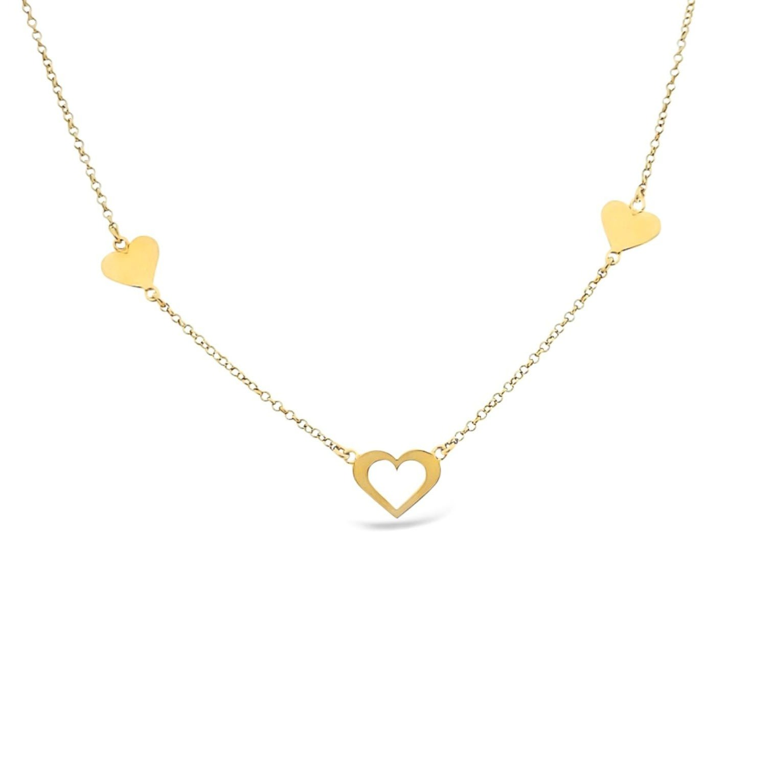 Lutiro Women's Three Hearts With One Open Heart Necklace-gold In Gold