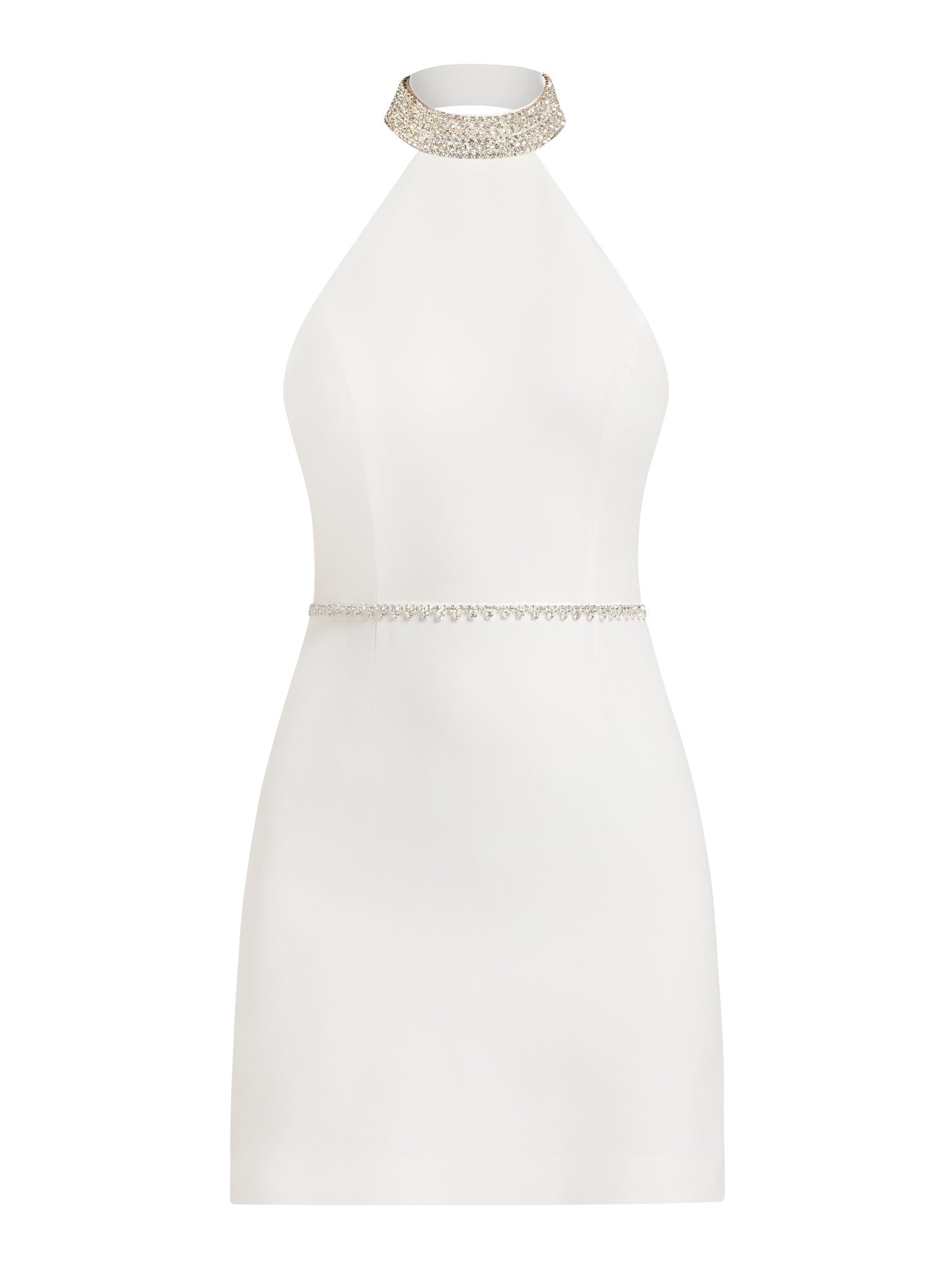 AREA crystal-embellished halterneck dress - White