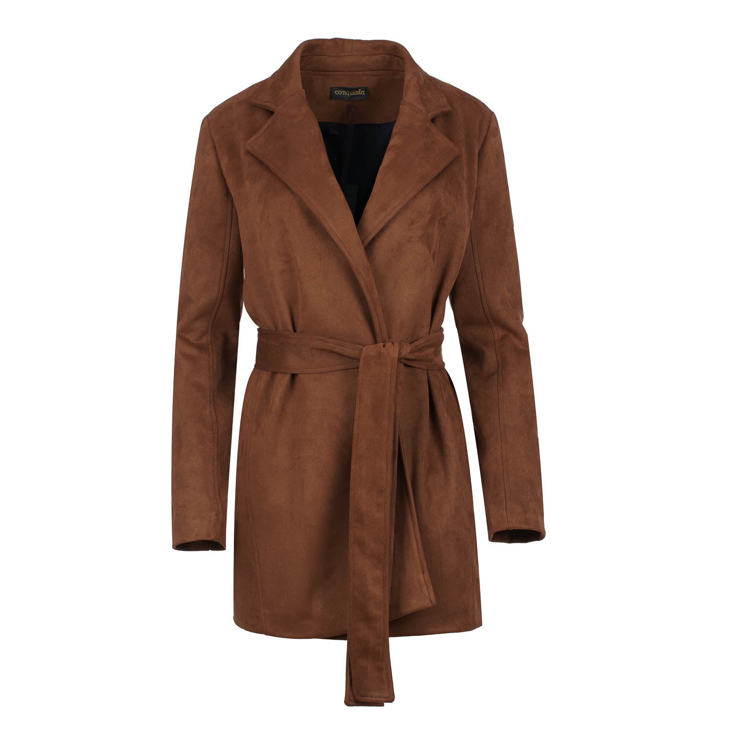Women's Brown Suede-Look Jacket With Belt | Small | Conquista