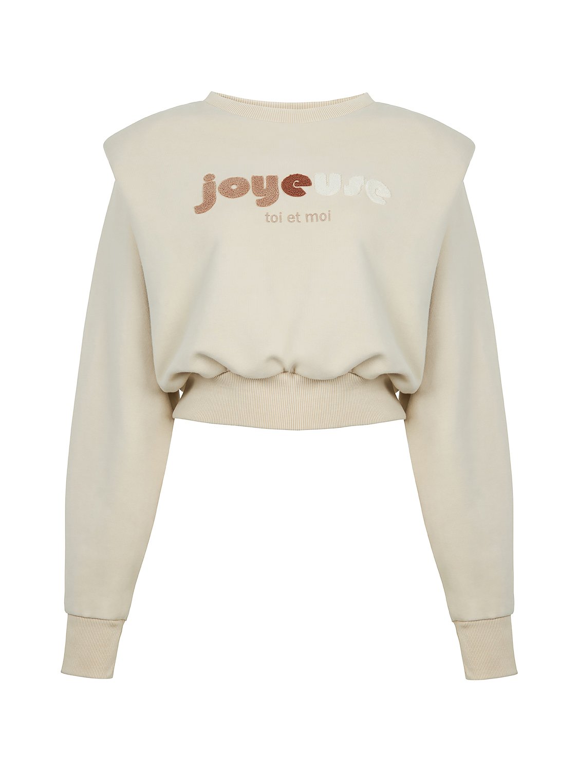 Nocturne Women's Neutrals Shoulder Pad Embroidered Sweatshirt