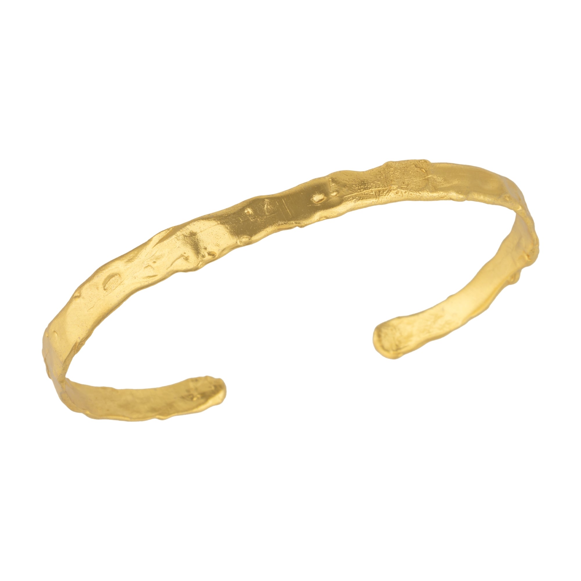Mejoma Women's Naturally Textured Thin Cuff Bangle In Gold In Gold
