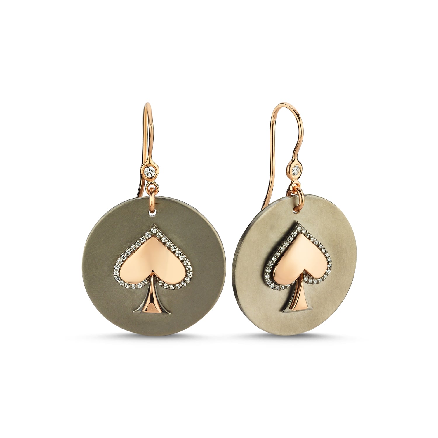 Ecce | Artisan Diamonds Women's Rose Gold 14k Solid Gold Queen Of Spades Diamond Earrings In Gold